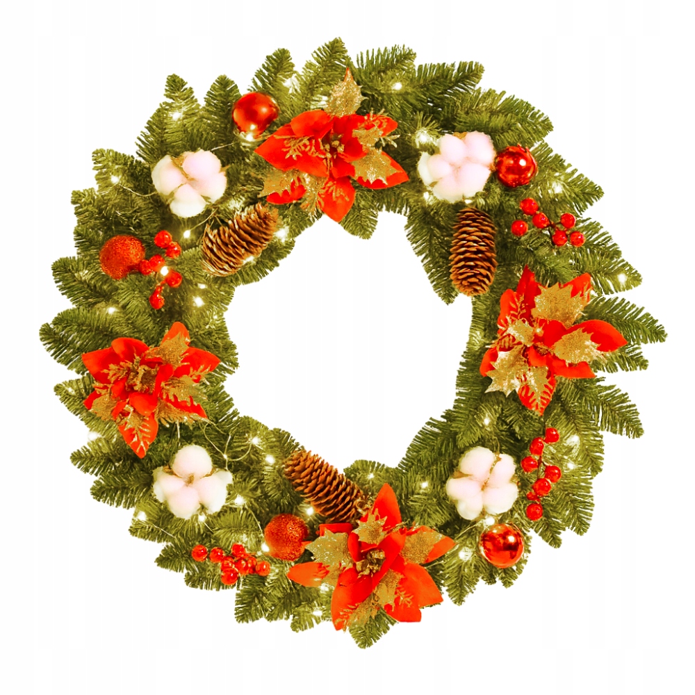Vánoční věnec dekorace na dveře dekorace Led 38 cm