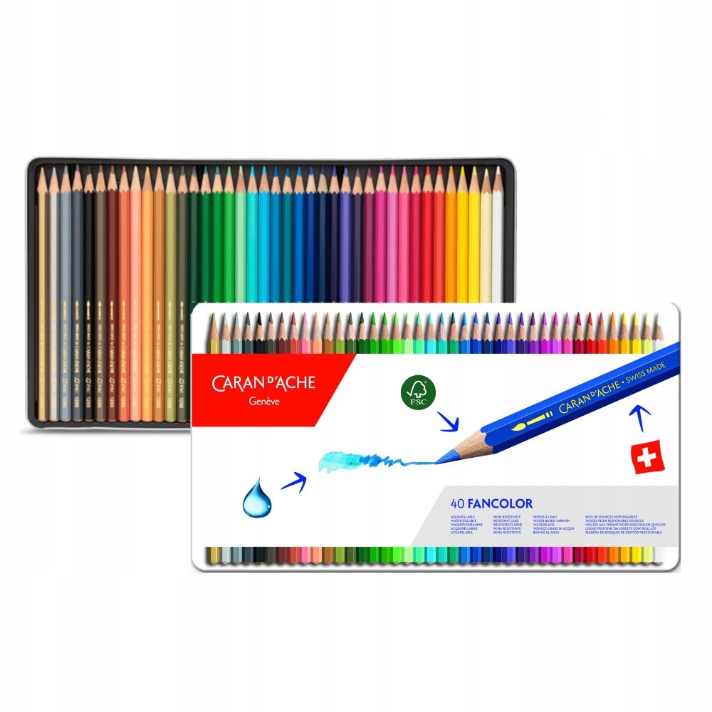 Pastelky Caran d'Ache Swisscolor tužkové 40 k kov