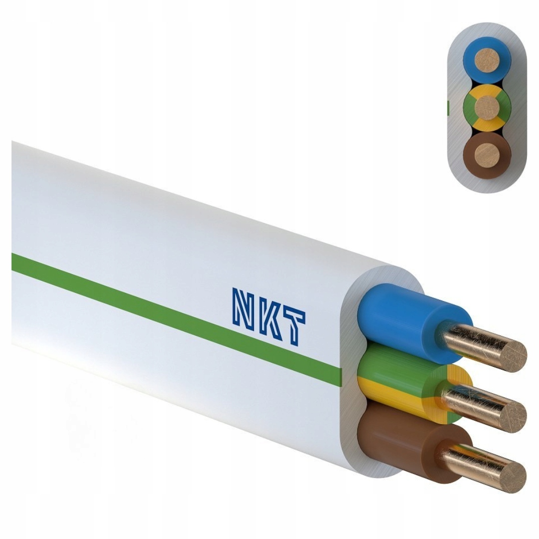 Silný Plochý Inštalačný kábel/kábel YDYp 3x2,5 100 m Nkt