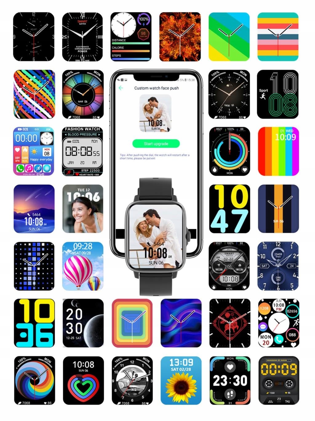 SMARTWATCH DAMSKI ROZMOWY 2 PASKI SPORT NFC 1,9LCD Mechanizm kwarcowy