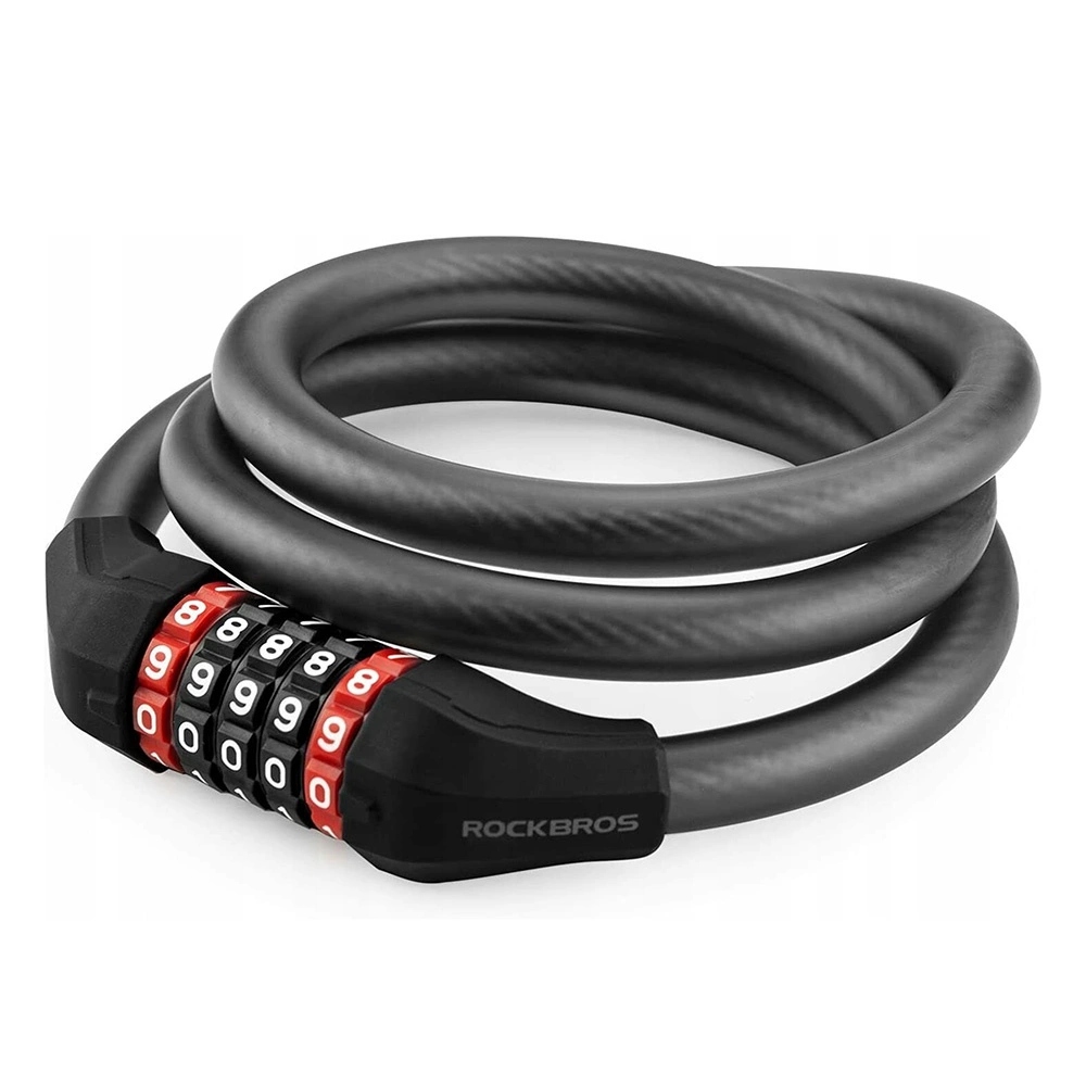 Zapięcie rowerowe Rockbros RKS507-1BK na szyfr 1,8m czarne