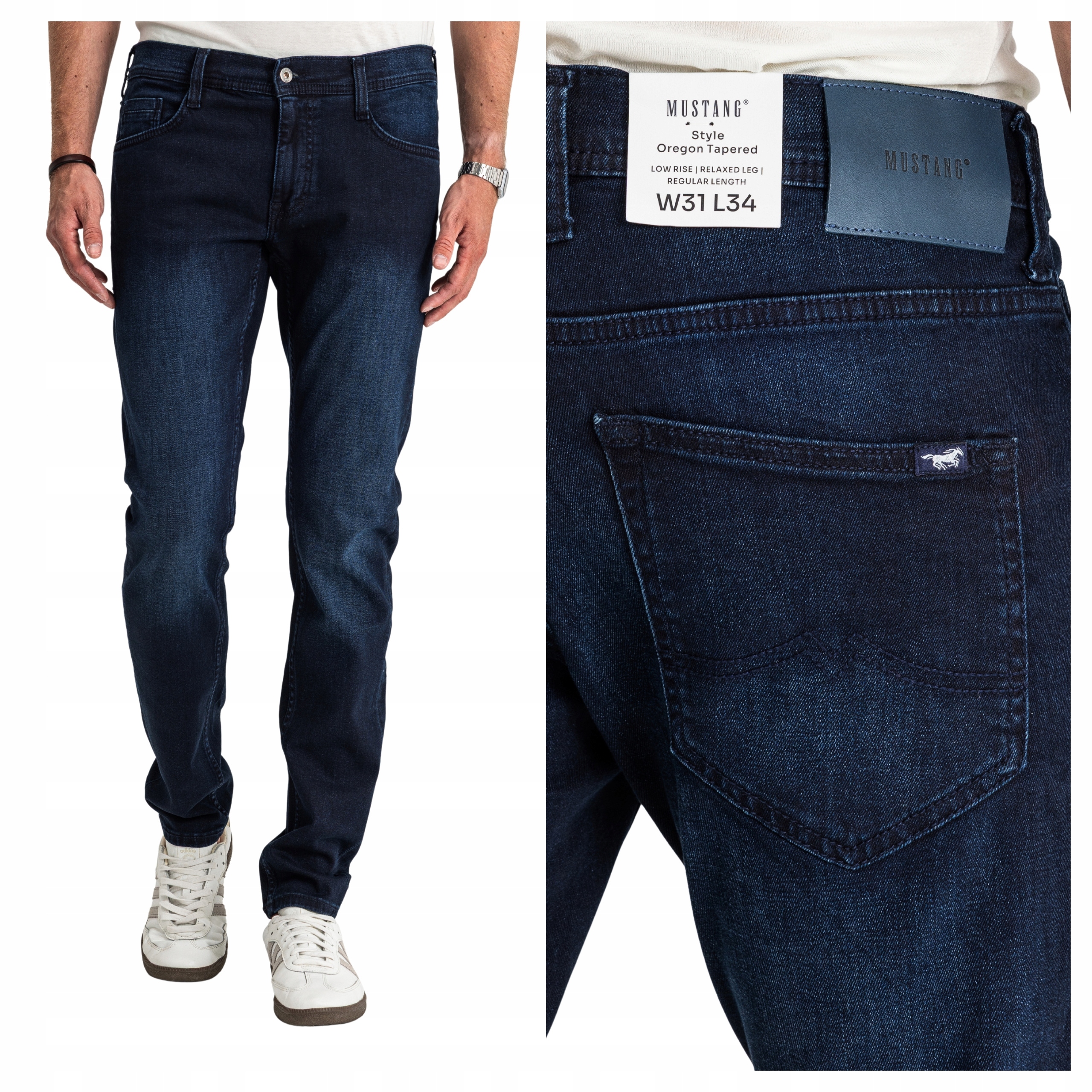 Mustang Oregon Tapered Pánské Džínové kalhoty Přiléhavé Tmavě modré W36 L30