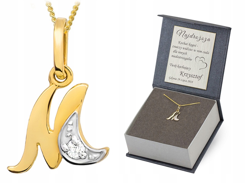 Zlatý Řetízek pr. 585 Přívěsek Písmenko M Gravírování