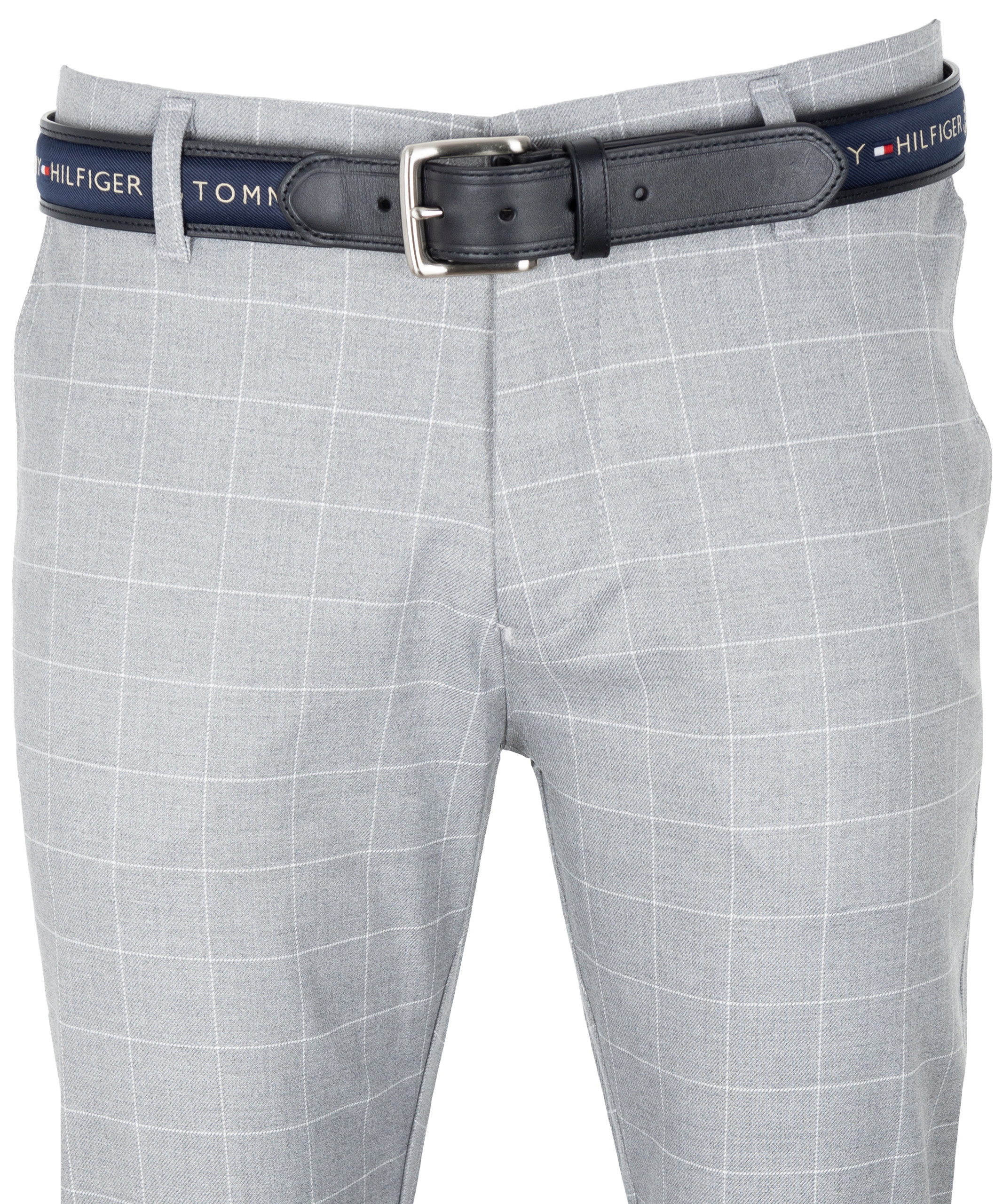 SPODNIE MATERIAŁOWE PROSTE SZARE W KRATĘ W34 90cm VIADI POLO Rozmiar 34