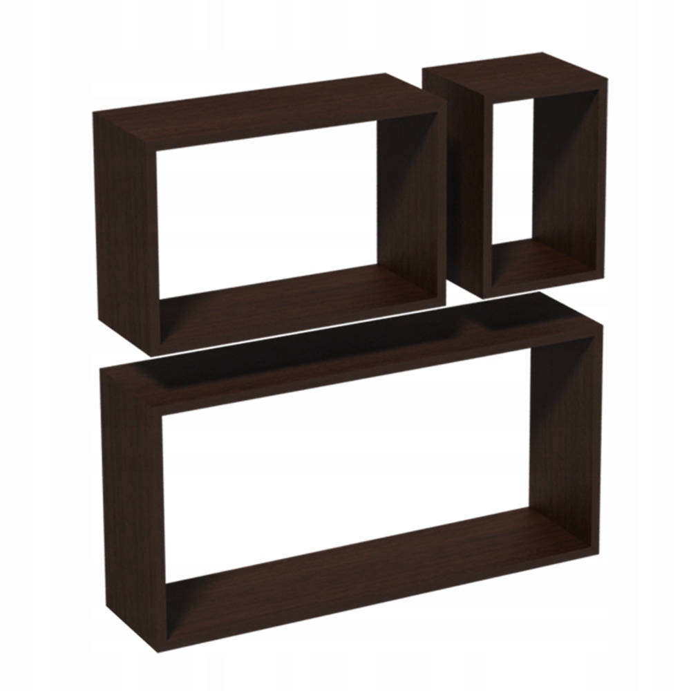 Závěsná Nástěnná Police Na Knihy Sada 3 Polic 17 38 60 CM Wenge Frs