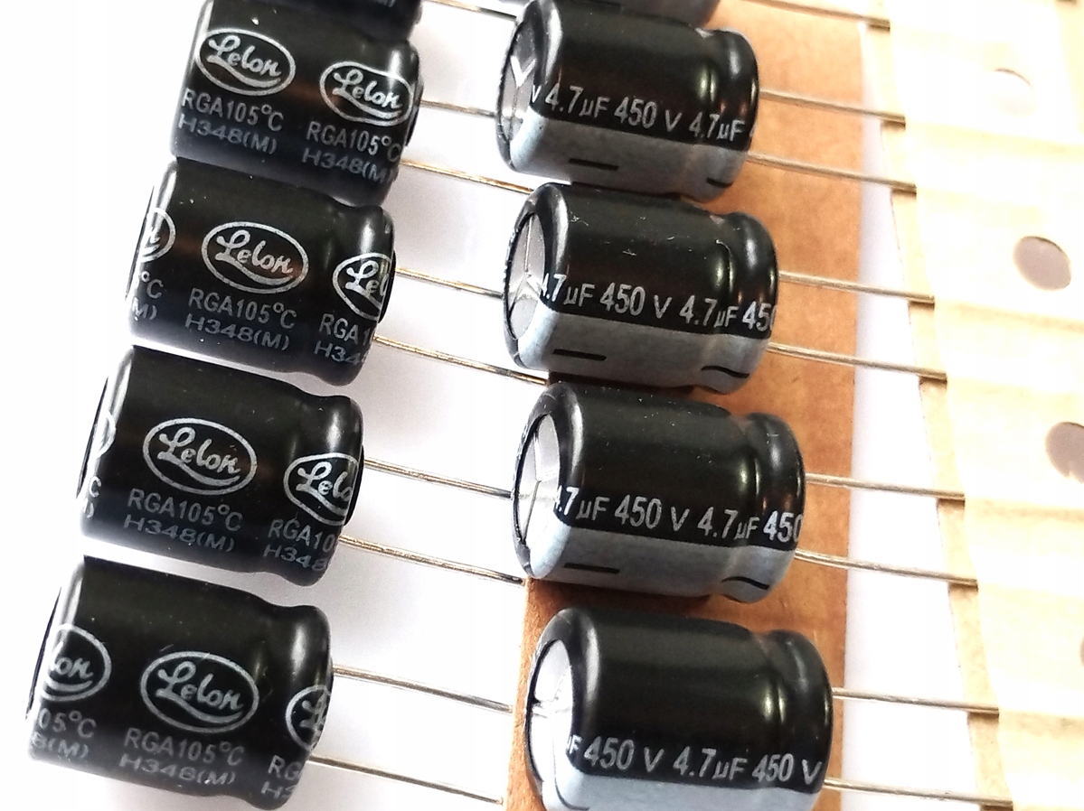 [5szt] Kondensator Lelon seria Rga 4,7uF 450V Ø10x12mm 105°C raster 5mm