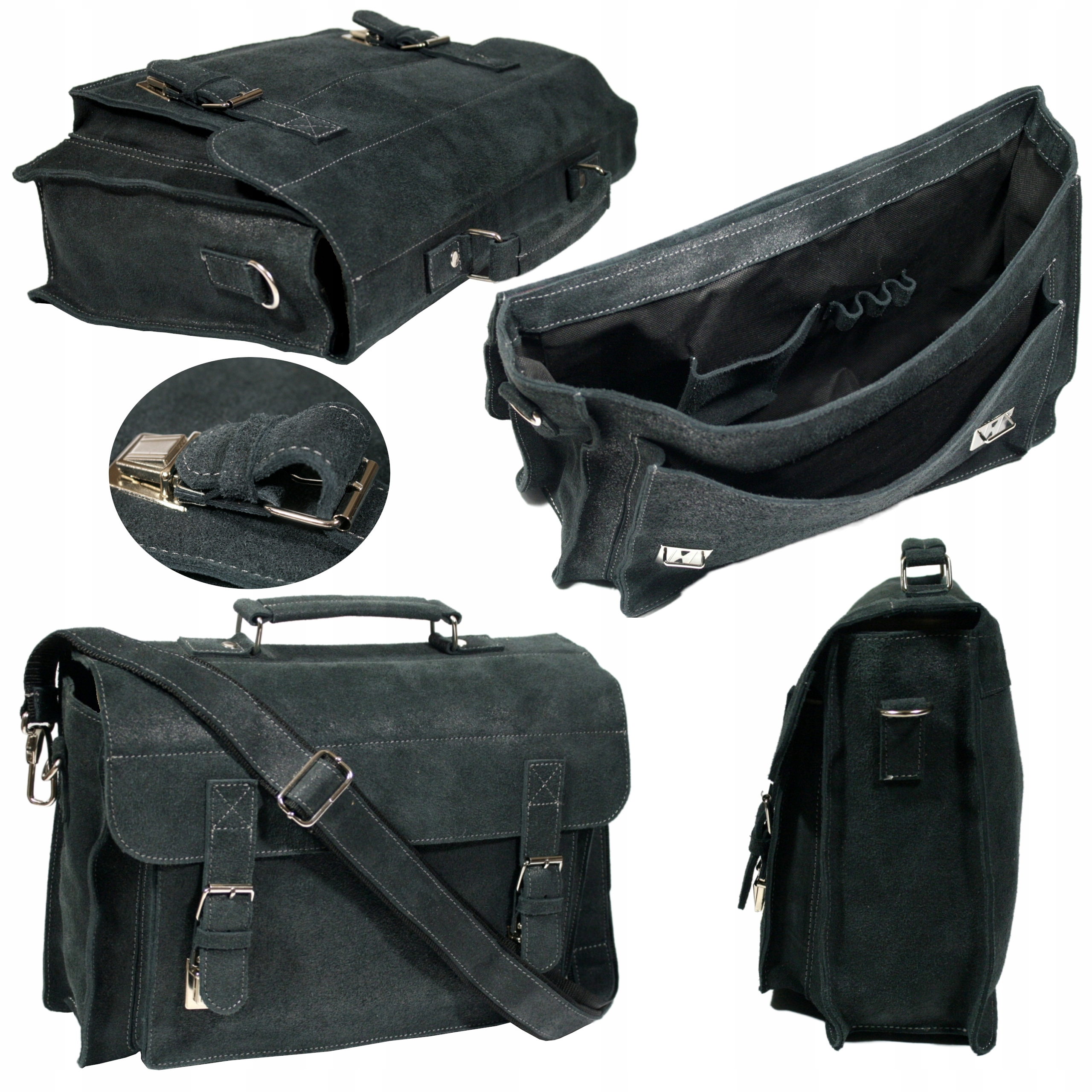 Pánská kožená taška šedá grafit přes rameno kabelka přes rameno polská výroba