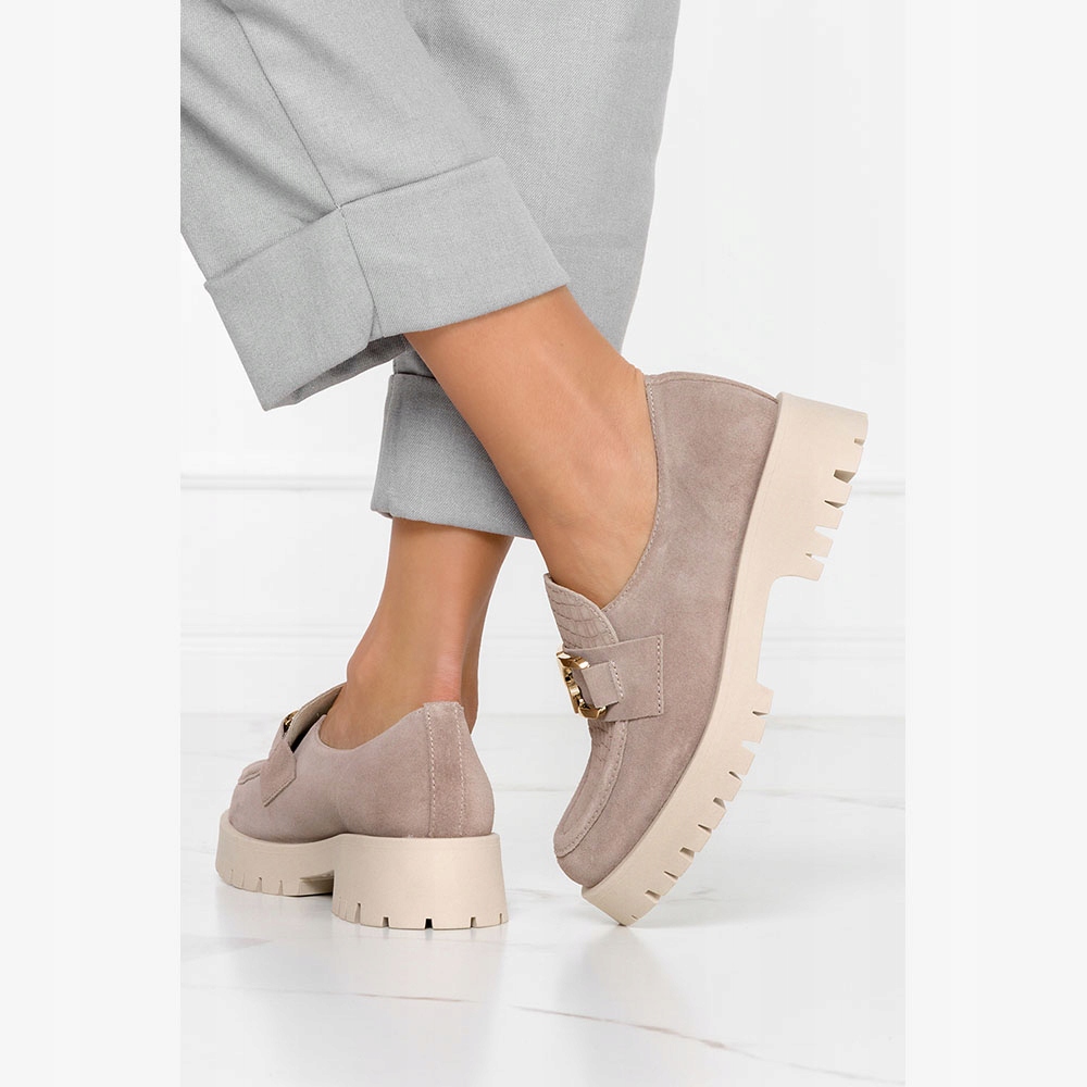 MOKASYNY DAMSKIE SKÓRZANE PÓŁBUTY PLATFORMA MODNE Oryginalne opakowanie producenta pudełko