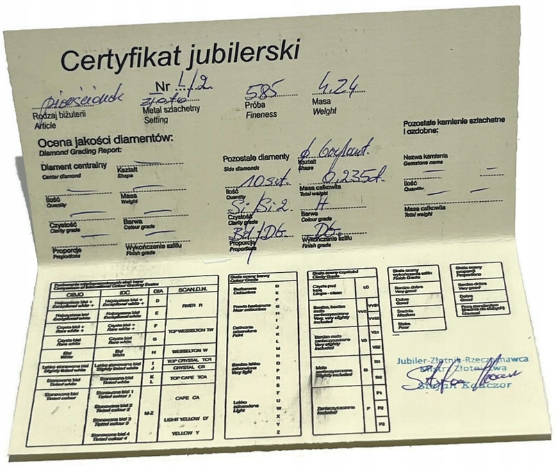 ZŁOTO Pierścionek BRYLANT 585/4,24 CERTYFIKAT R17 Liczba kamieni 10