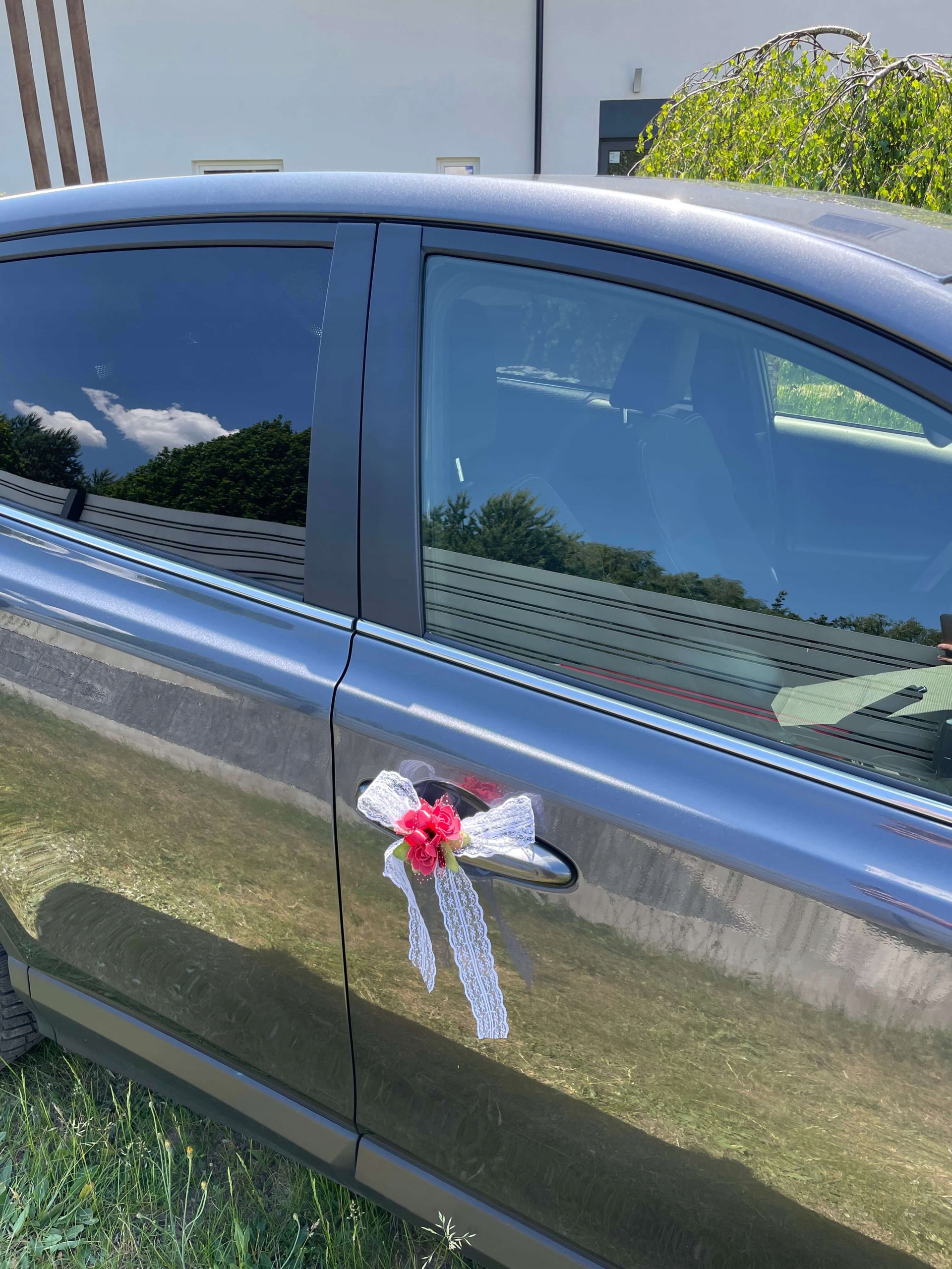 Kokarda dekoracja samochodu / krzeseł ślub czerwony