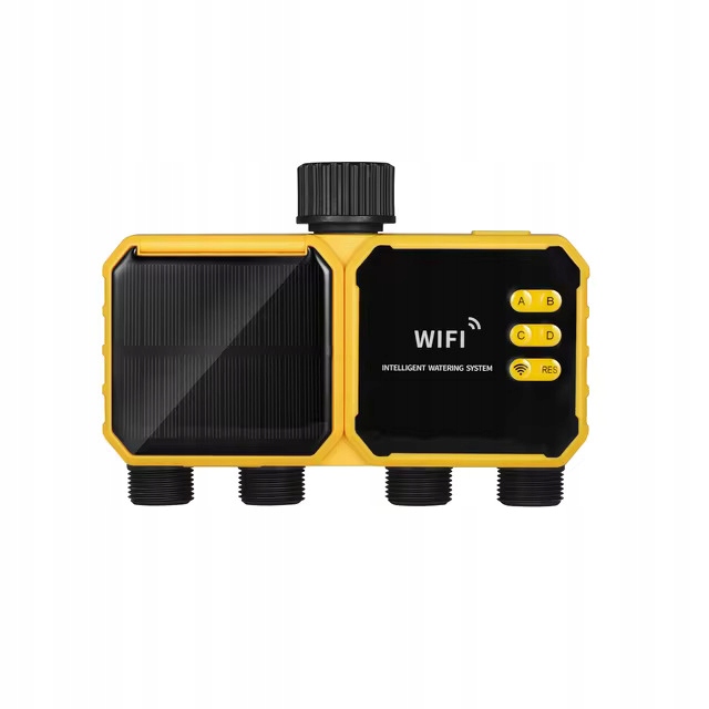 Solarny Sterownik Automatyczny Nawad. 4 sekcje na kran WiFi Czujnik Deszczu