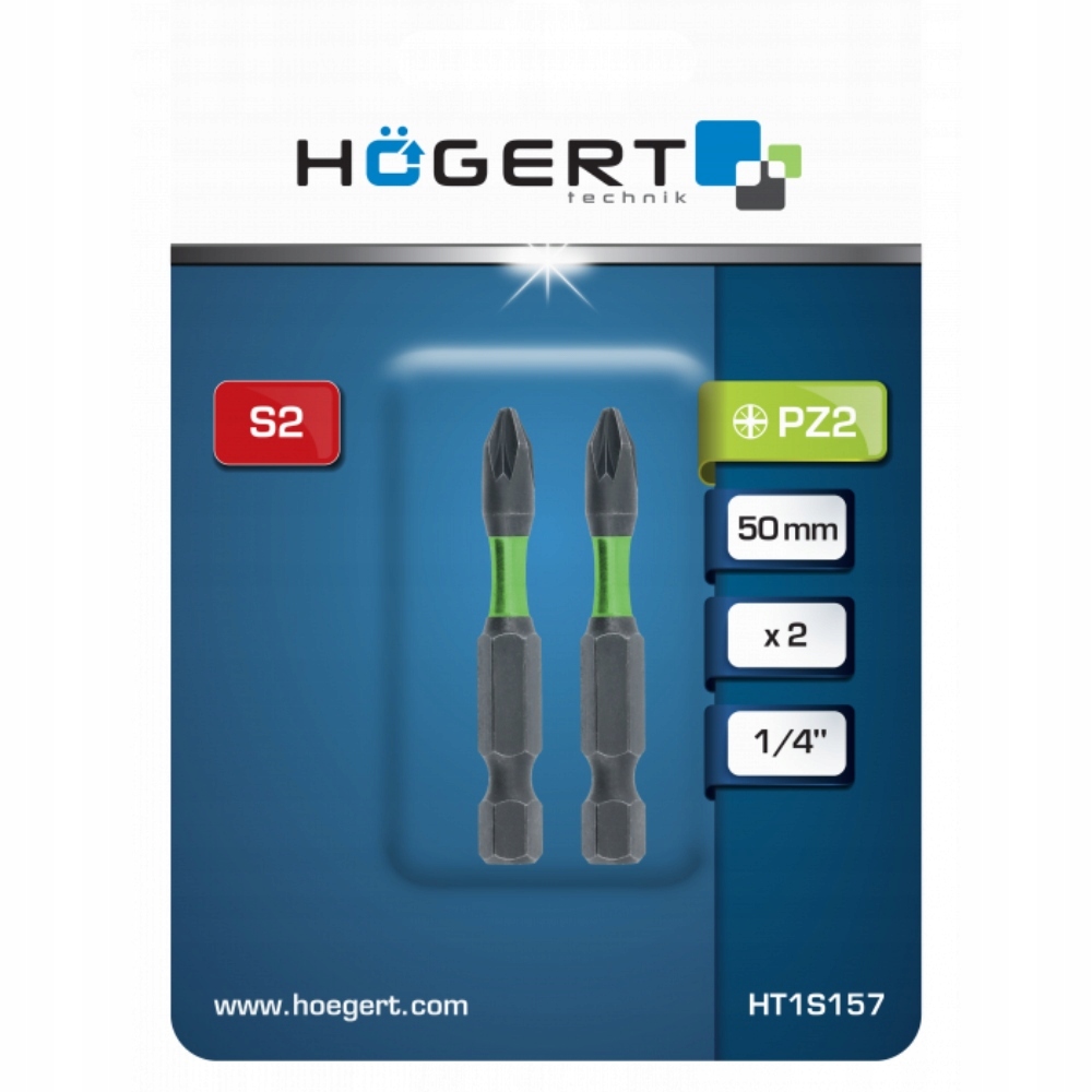 Bit 1/4” 50mm PZ2 2szt. Högert HT1S157 Marka Hoegert Technik