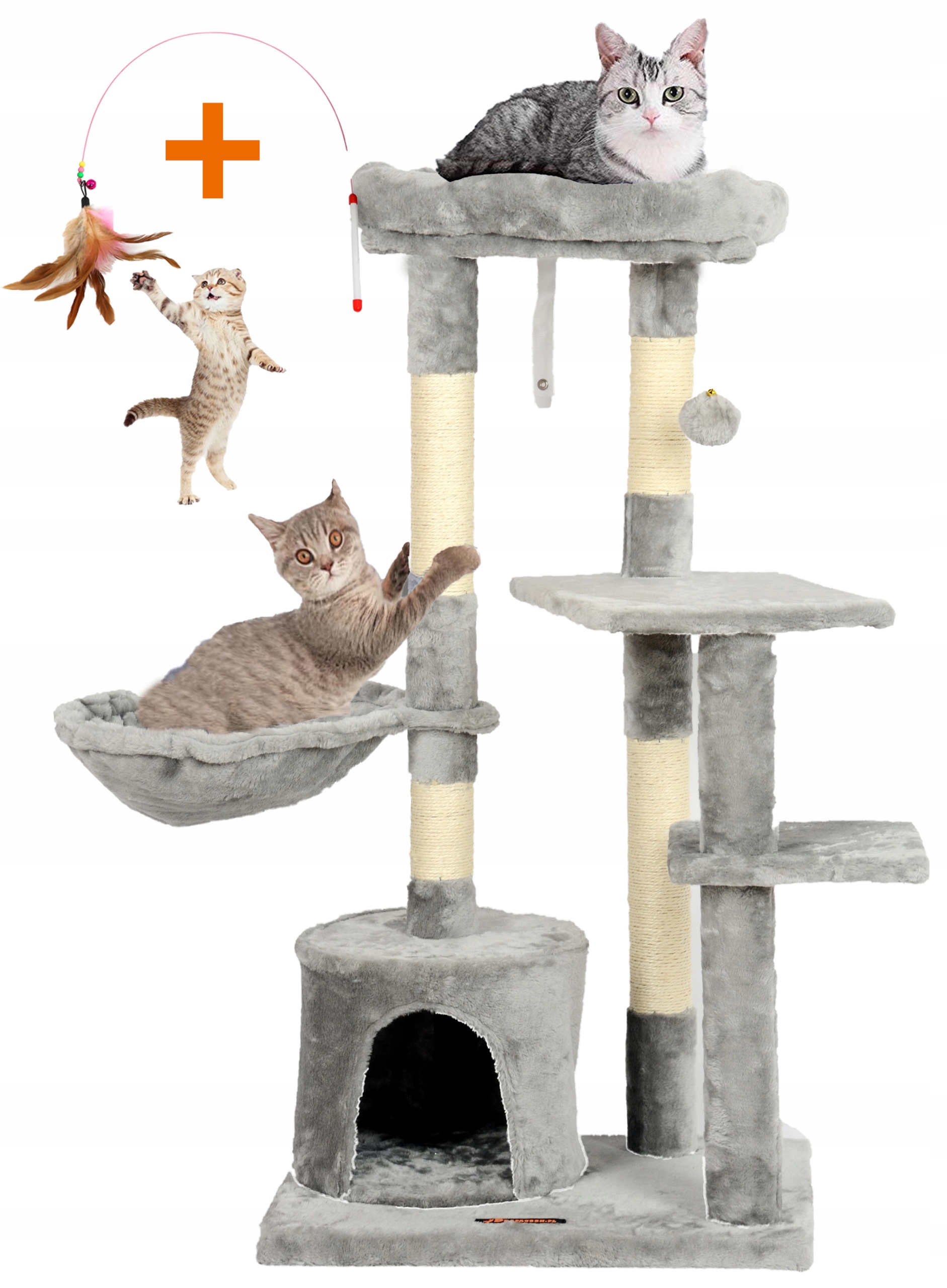 Levně Drapak Domeček Pelíšek Budka Dřevo Pro Kočky 105 cm