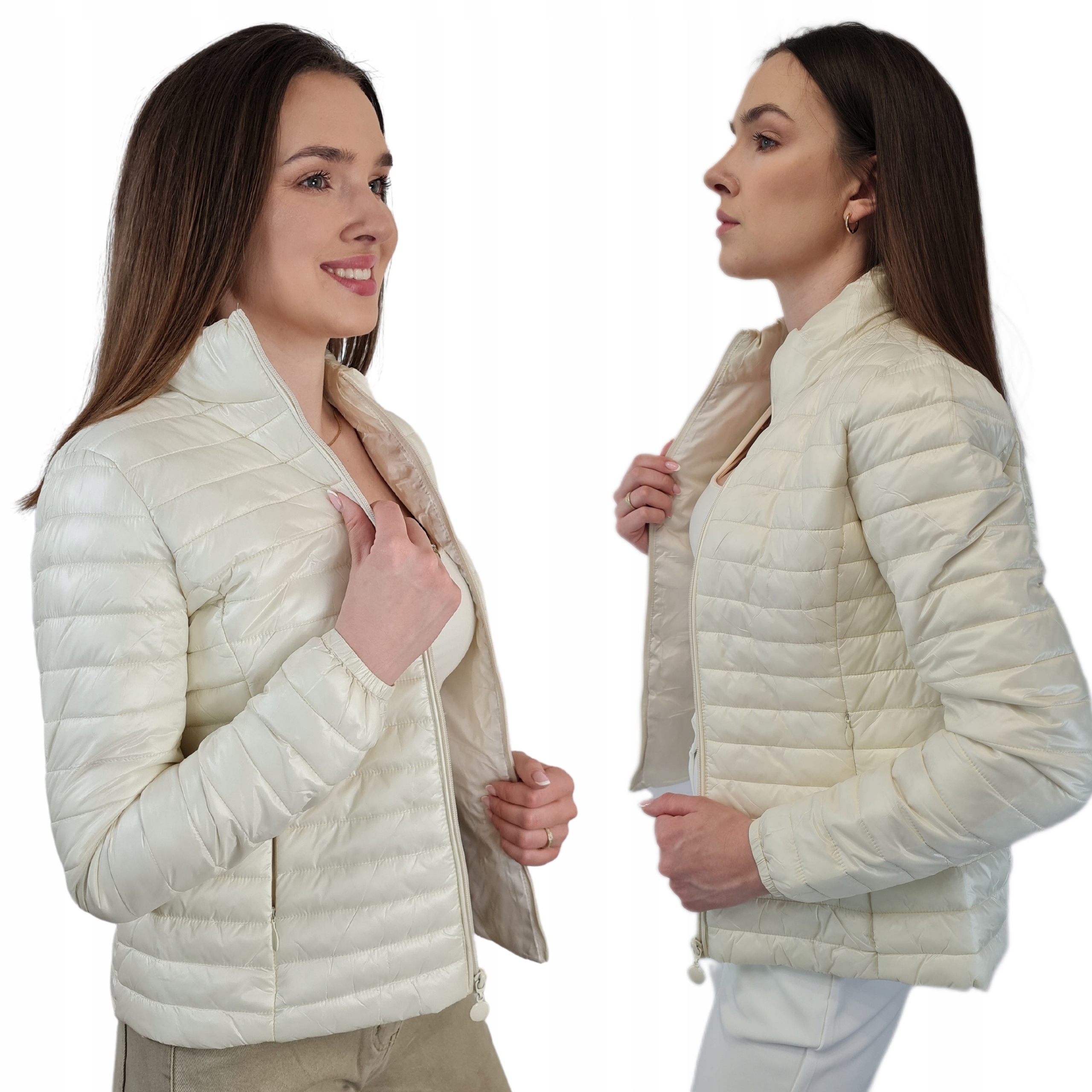 Kurtka Pikowana Damska Klasyczna Modna na jesień BIAŁA, rozmiary S-XXL Rozmiar M