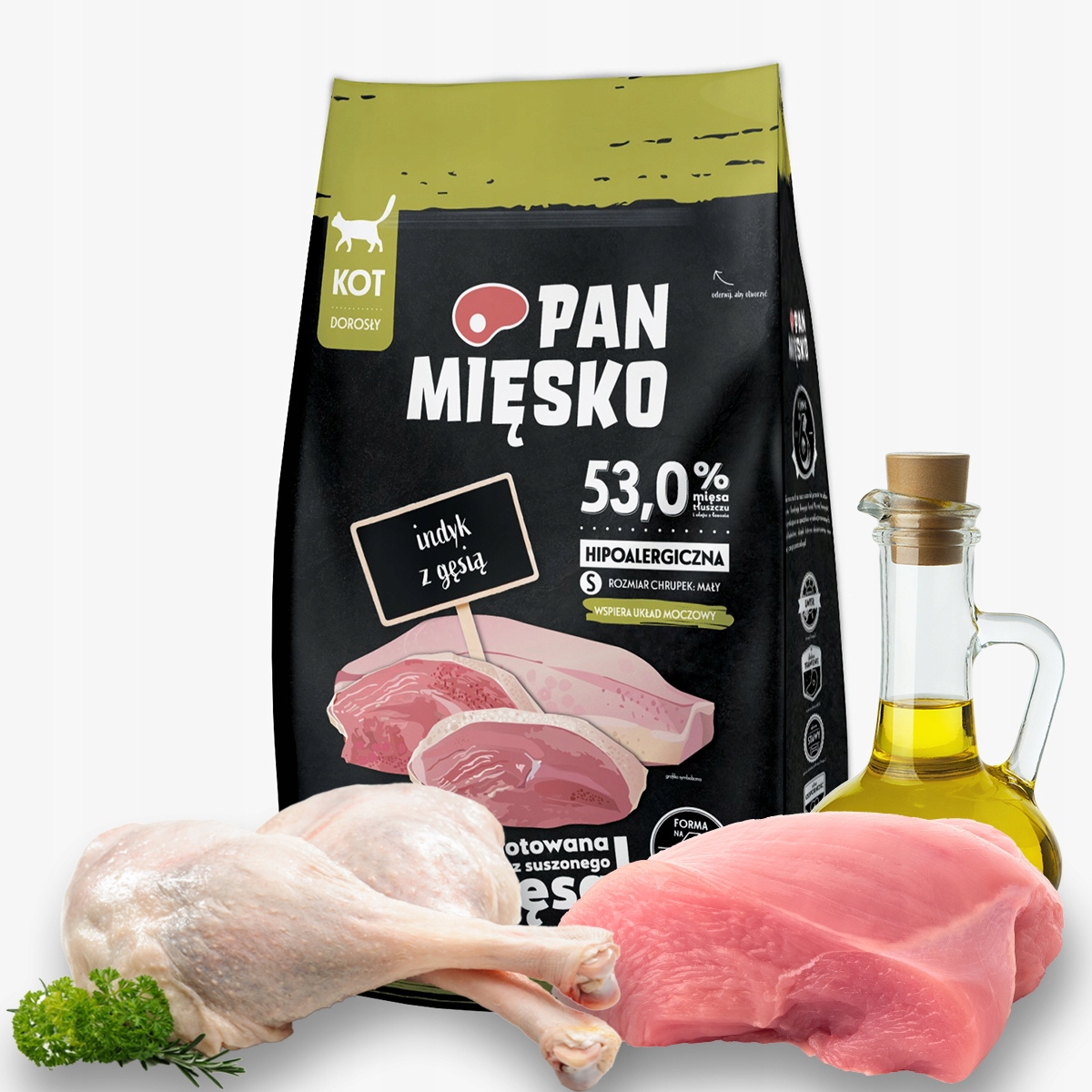 Pan Mięsko Indyk z Gęsią 5kg Sucha dla kotów chrupki S