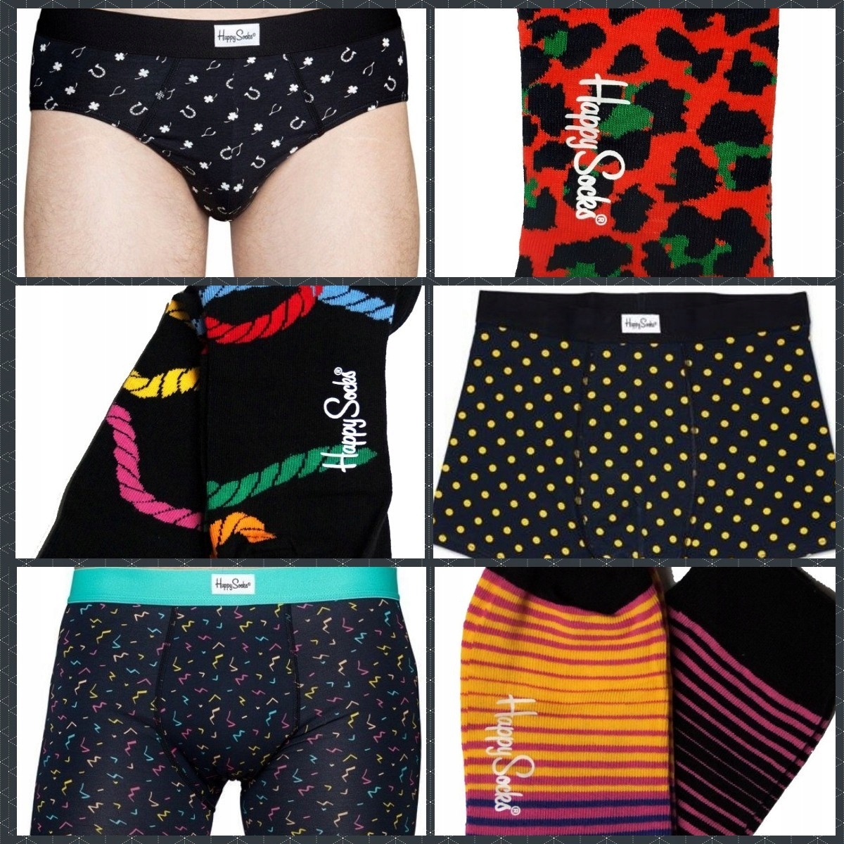 HAPPY SOCKS BOXER BRIEF & SOCK Zestaw męski Skarpety rozm 41-46 Bokserki S Wzór dominujący mix wzorów