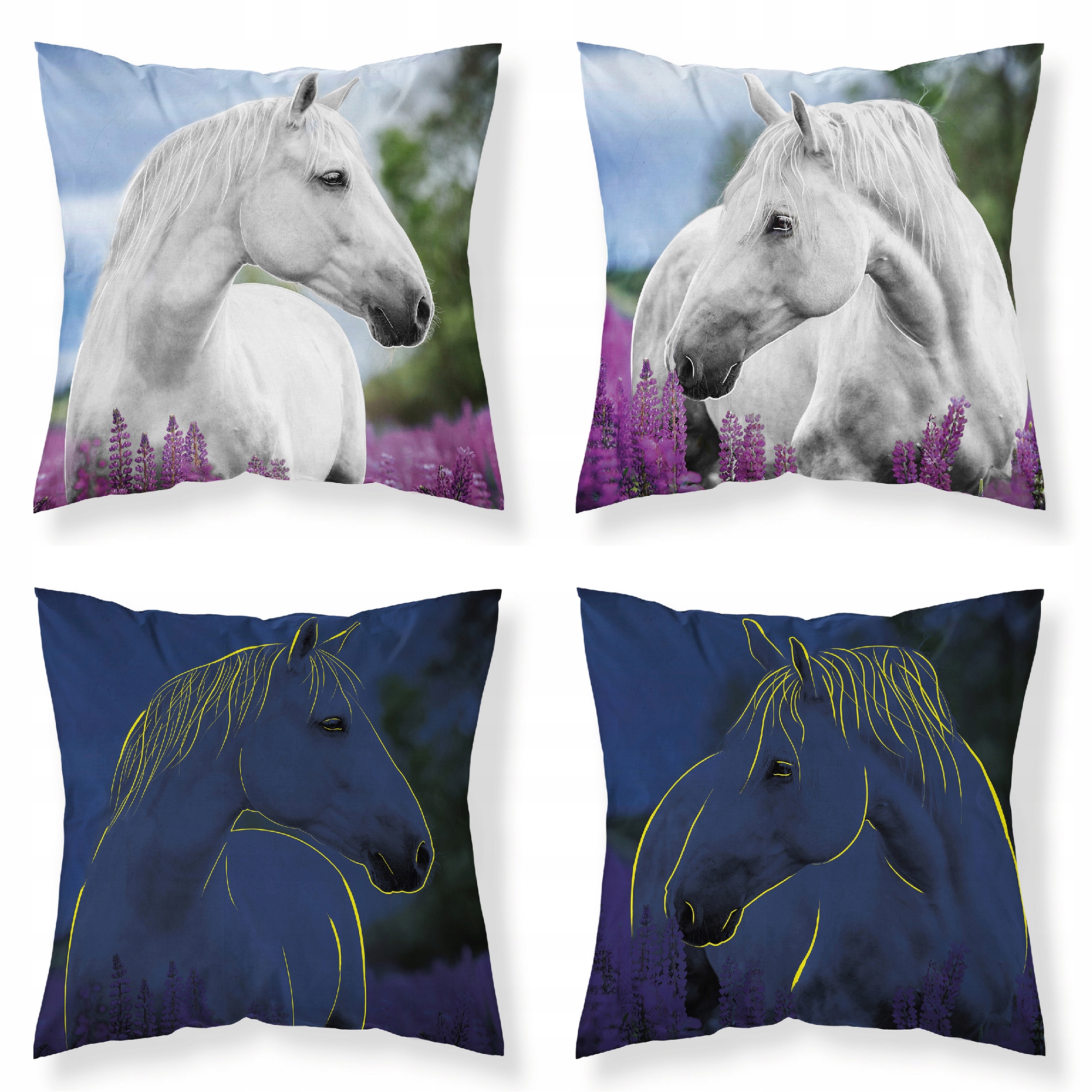

Poszewka Dwustronna Świecąca 40x40 Koń Konie Horse