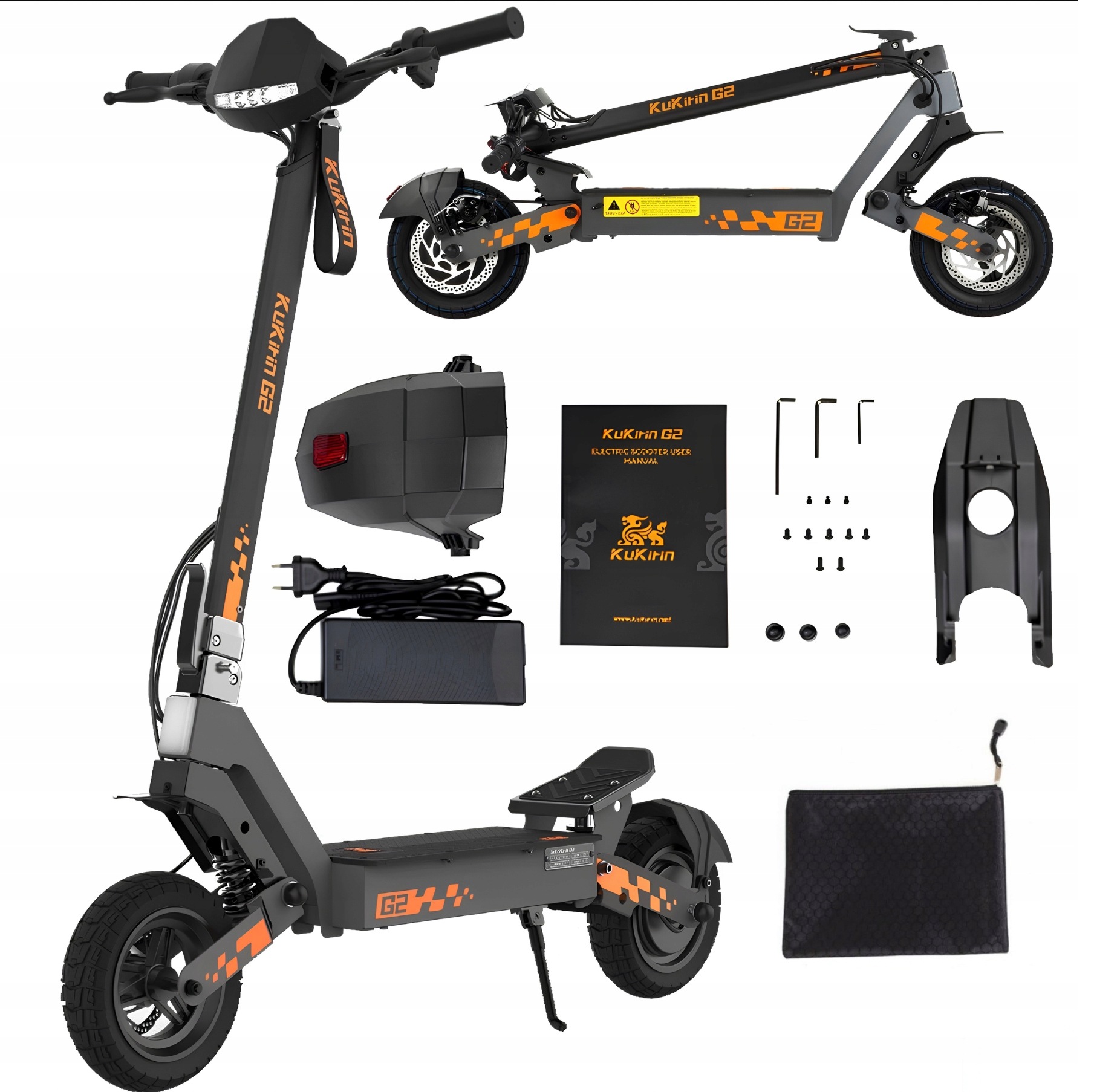2026 KuKirin G2 Składany Pojazd Elektryczny 1200W 48V 15Ah 45KM/H 55KM Pl