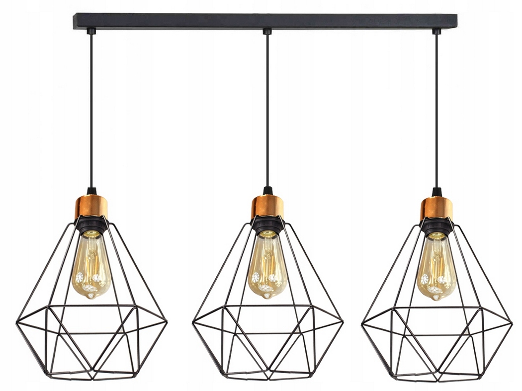 Drátěná Stropní Svítidlo Lustr Černá Měď Led