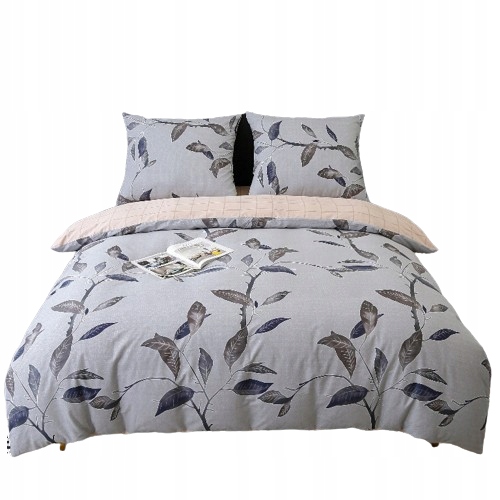 Pościel bawełniana premium 220x200 liście Komplet pościeli