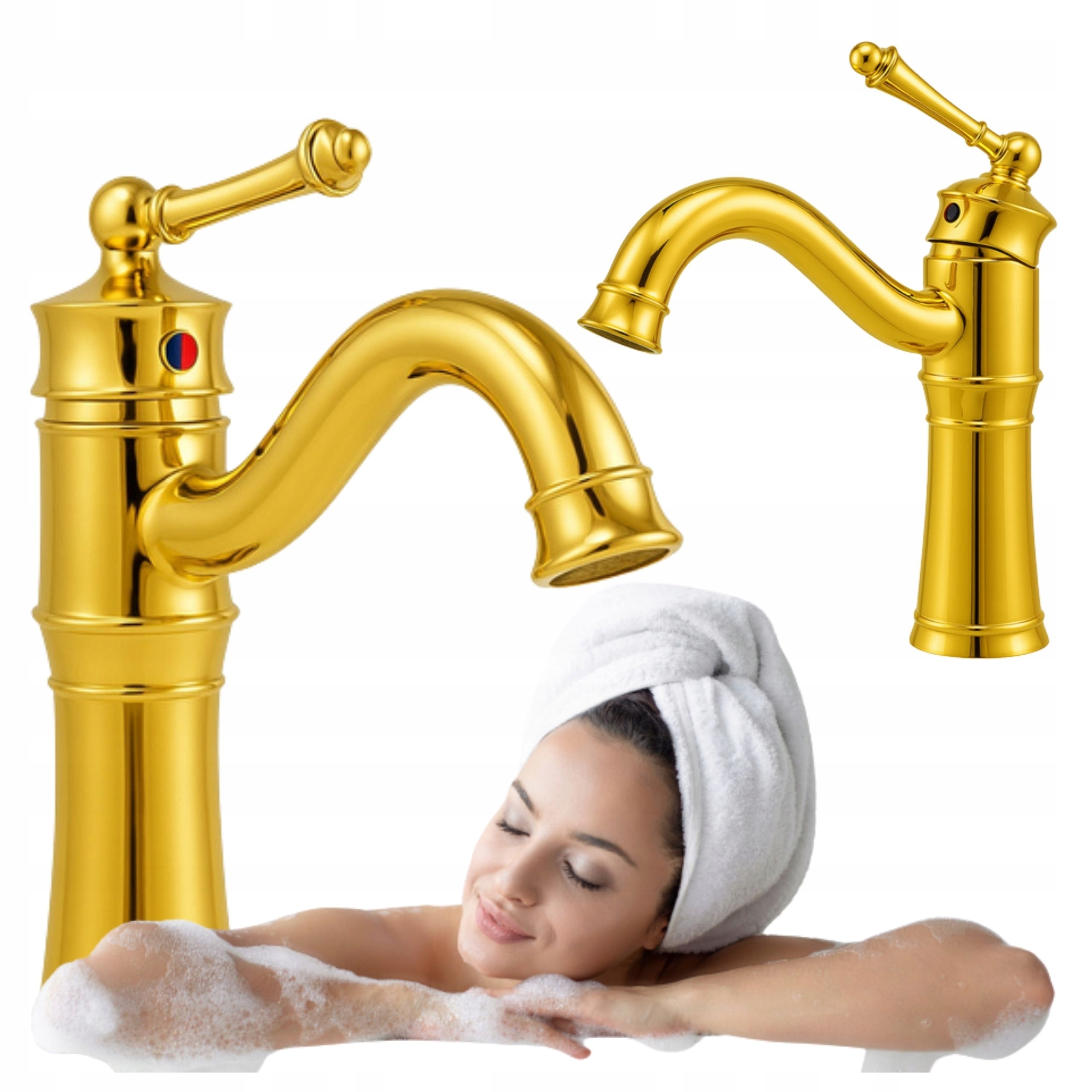 Stojánková Umyvadlová Baterie Adelita Zlatá Nízká Retro Perlátor