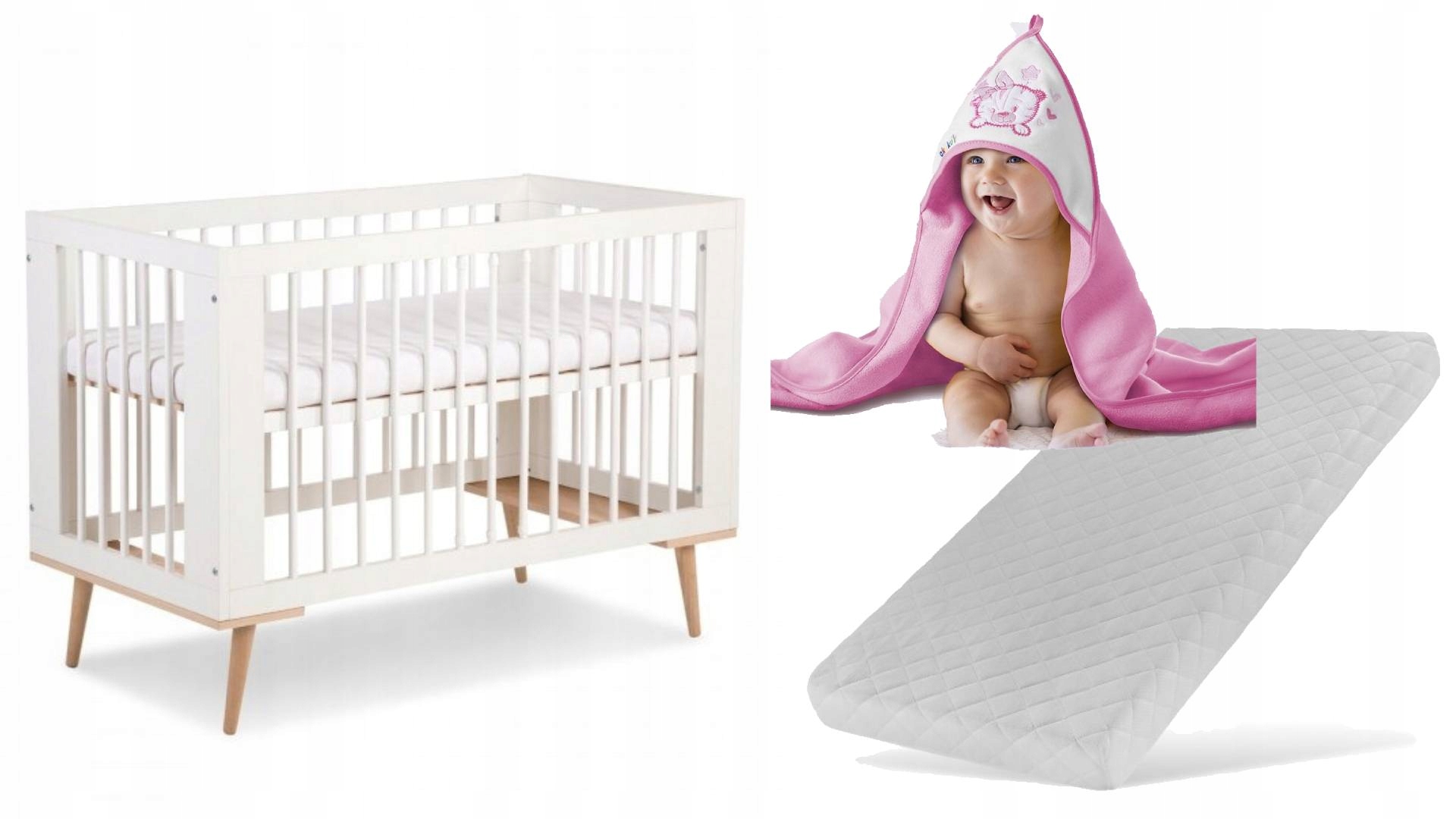 ŁÓŻECZKO Dziecięce Drewniane 120x60 Białe SOFIE Skandynawskie + MATERAC Rodzaj łóżka łóżeczko niemowlęce