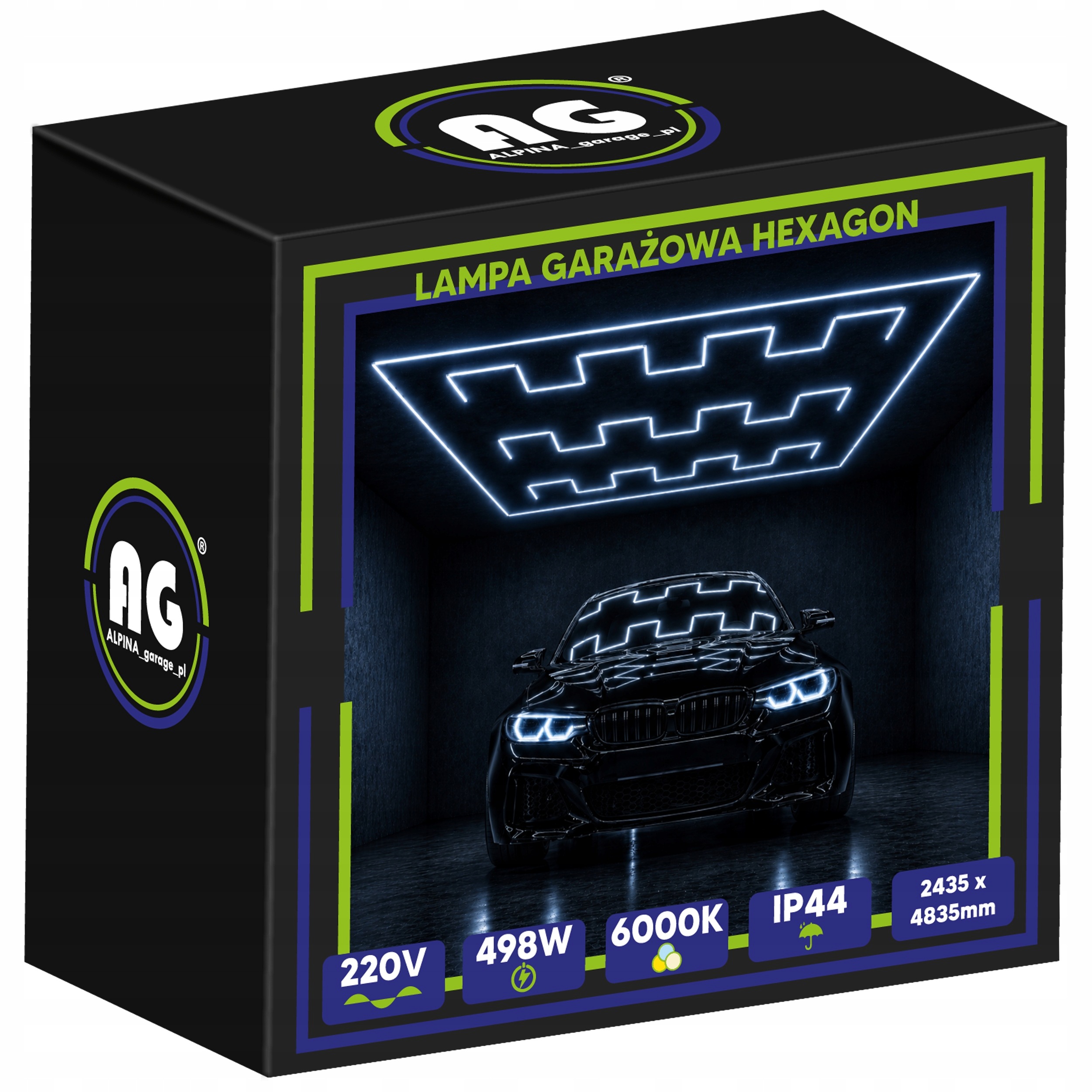 Led lampa Hexagón Stropný panel do garáže 598W 6500K 244x484 cm
