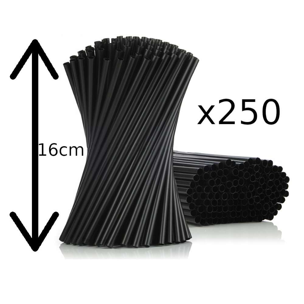 

Słomki rurki drinków napojów 16 cm czarne 250 szt