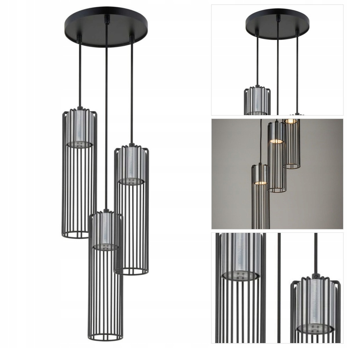 Černá závěsná lampa Fobia 3 rozptýlený lesk v chodbě Sigma Lighting
