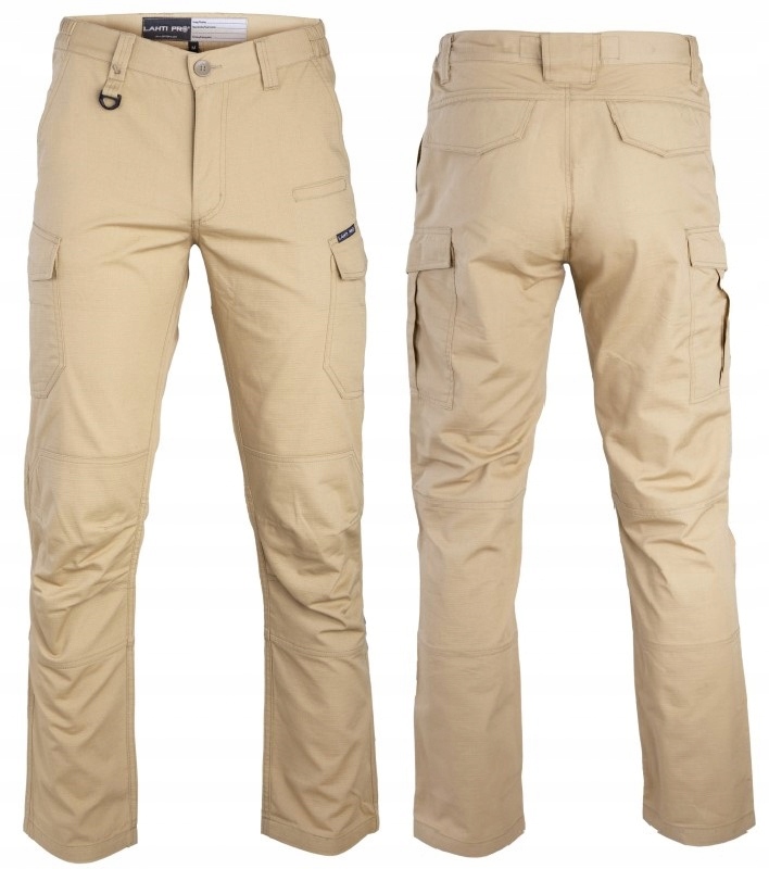 Lahti Pro Spodnie robocze bojówki Slim Fit beżowe Rozmiar S