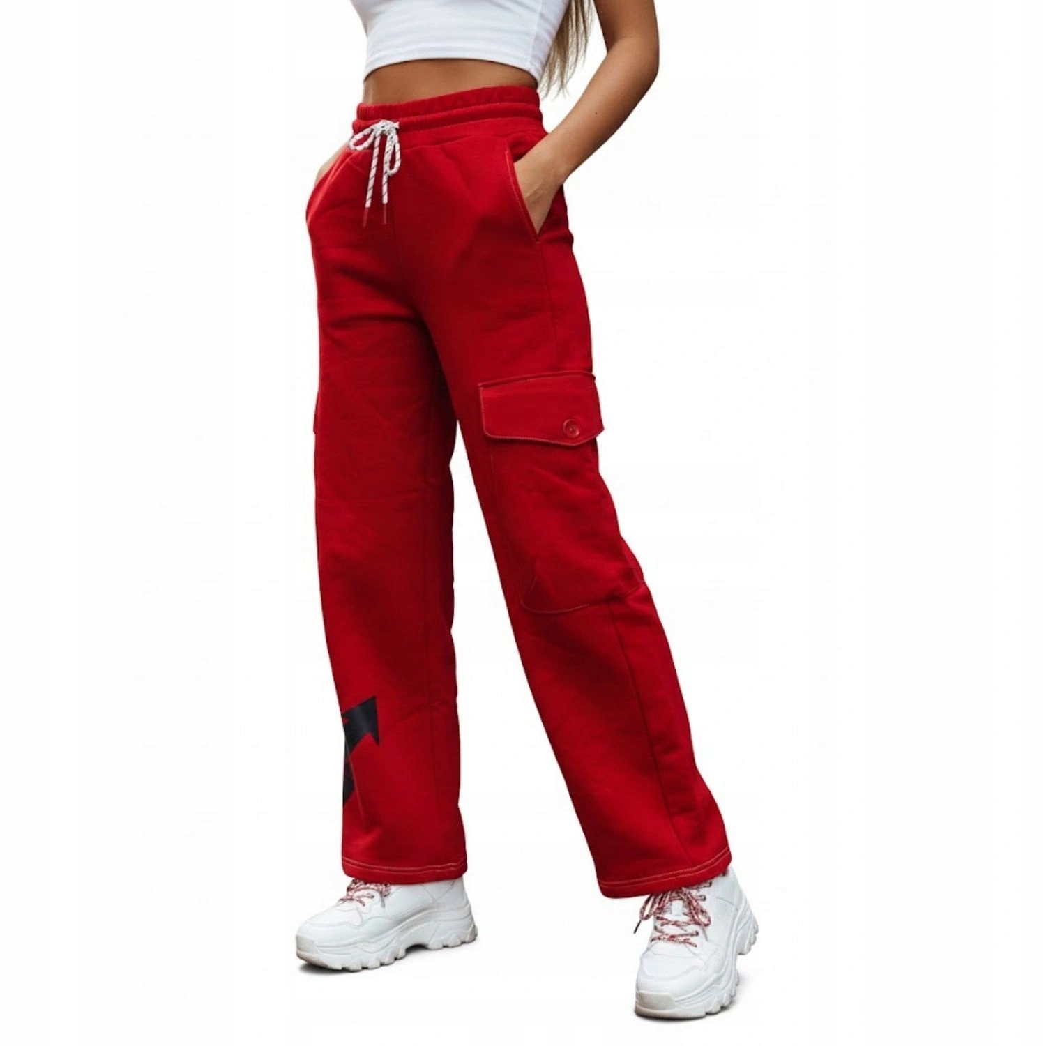 Dámské kalhoty United Colors Of Benetton teplákové, volné, červené, vel.