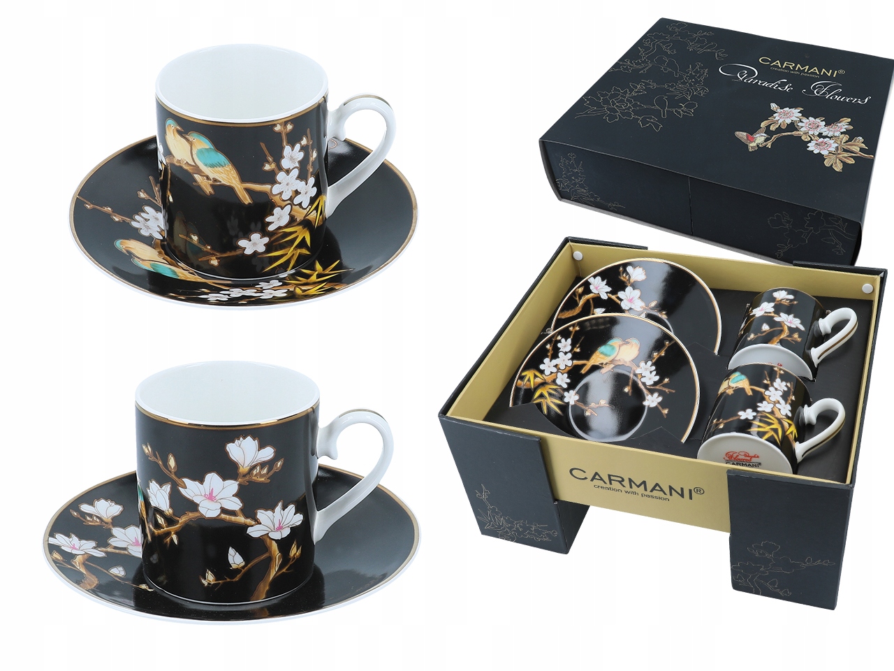 Komplet filiżanek Carmani 220ml Paradise Flowers