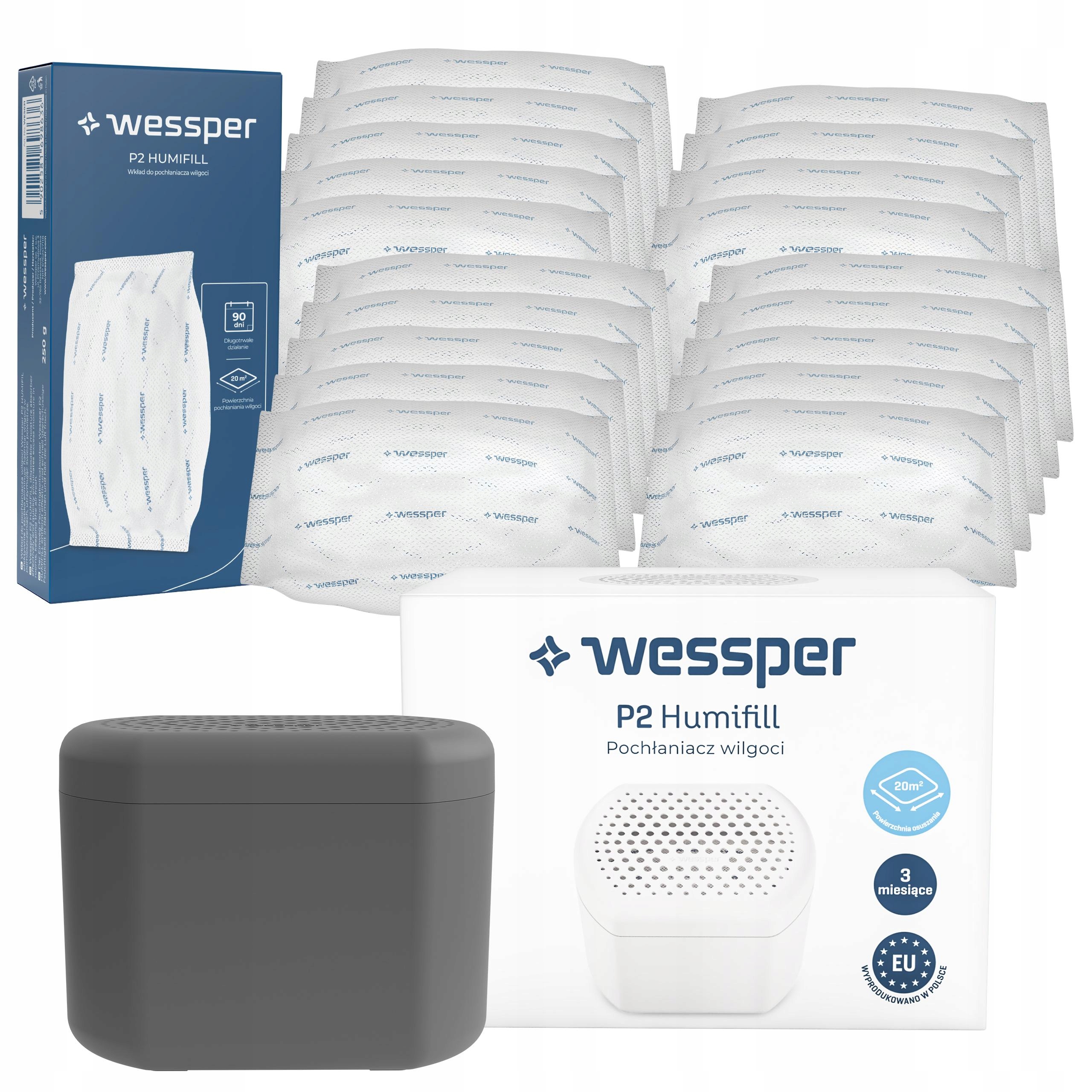 Wessper silný šedý pohlcovač vlhkosti: 1 absorbér 20 vložek