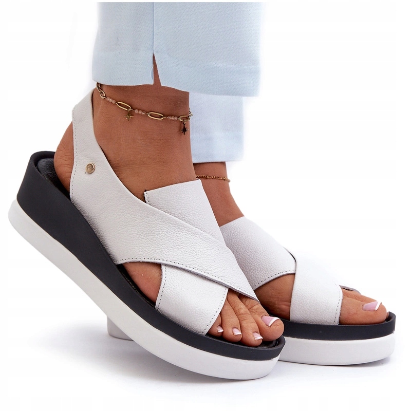 Dámské Kožené Sandály Na Podpatku Zazoo 40256, Bílé, Velikost 37