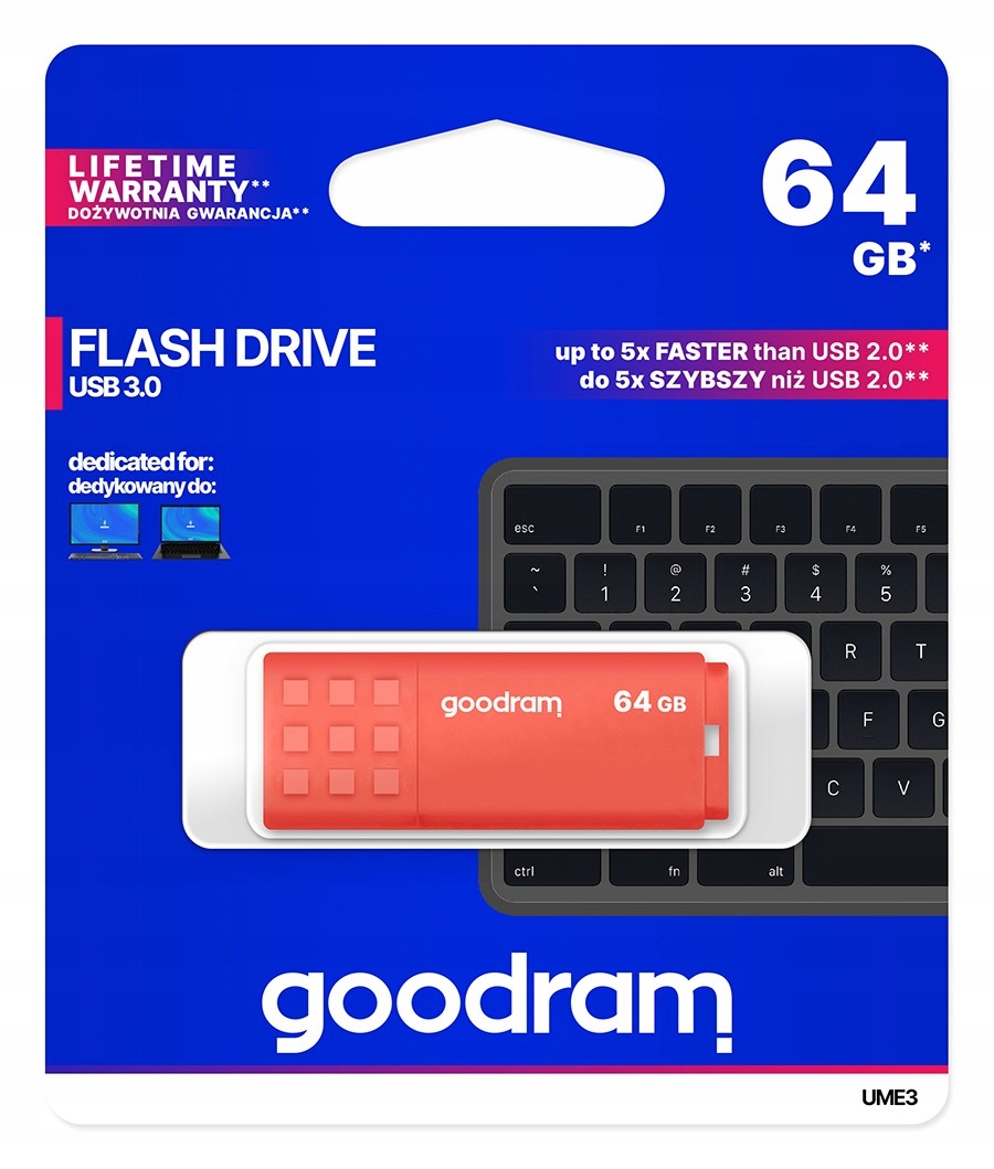 Goodram UME3 64 Gb Stylowy Pendrive Usb 3.0 Orange