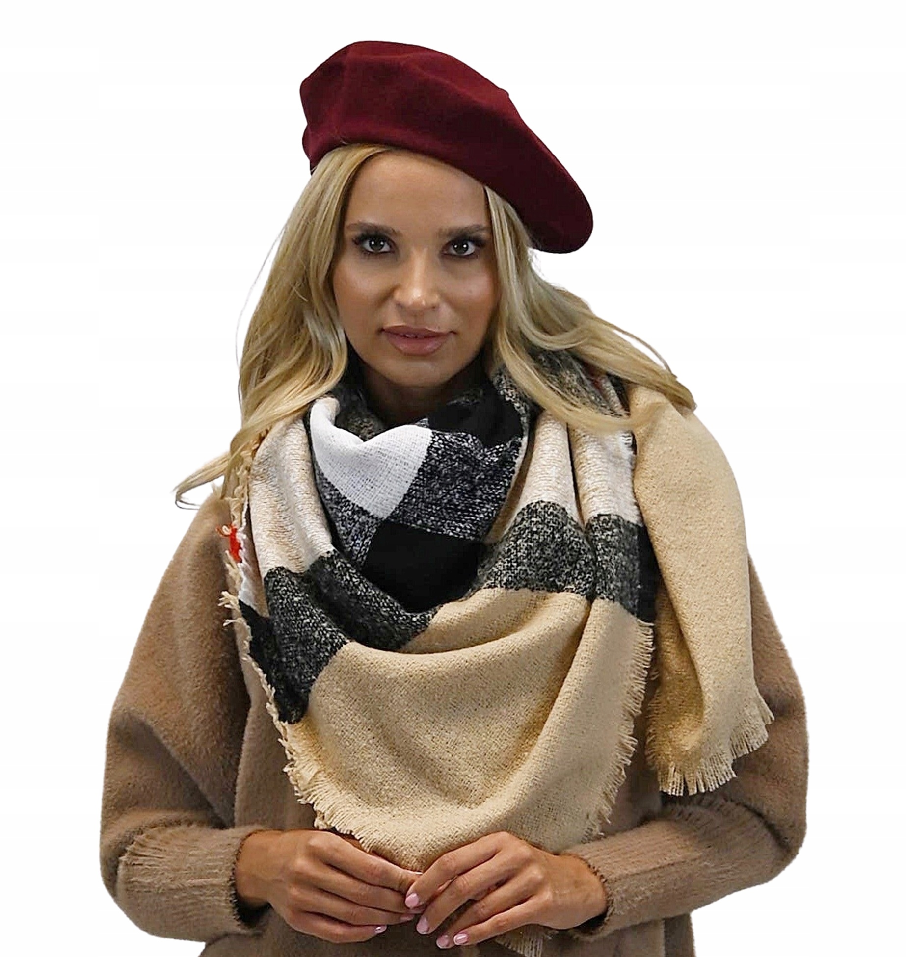 

Kobiecy Francuski Beret z Antenką Bordo
