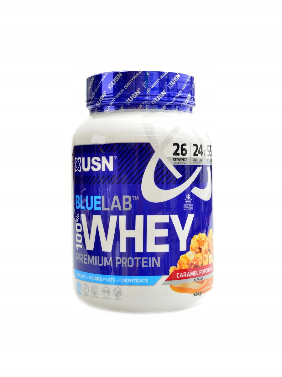 Usn Bluelab 100% whey protein 908 g karamelový popcorn
