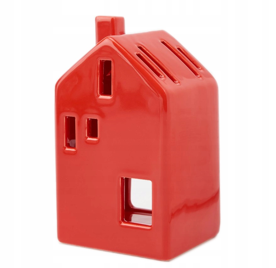 

dekoracja ceramiczna czerwona domek na tealight
