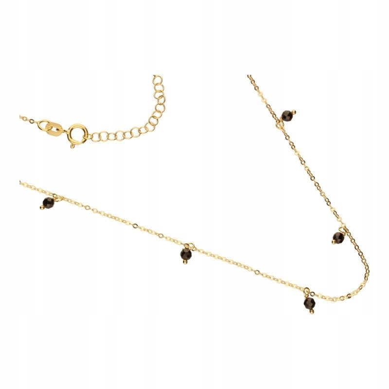 Zlatý dámský náhrdelník 585 řetízek s černými zirkony, nastavitelný, 45 cm