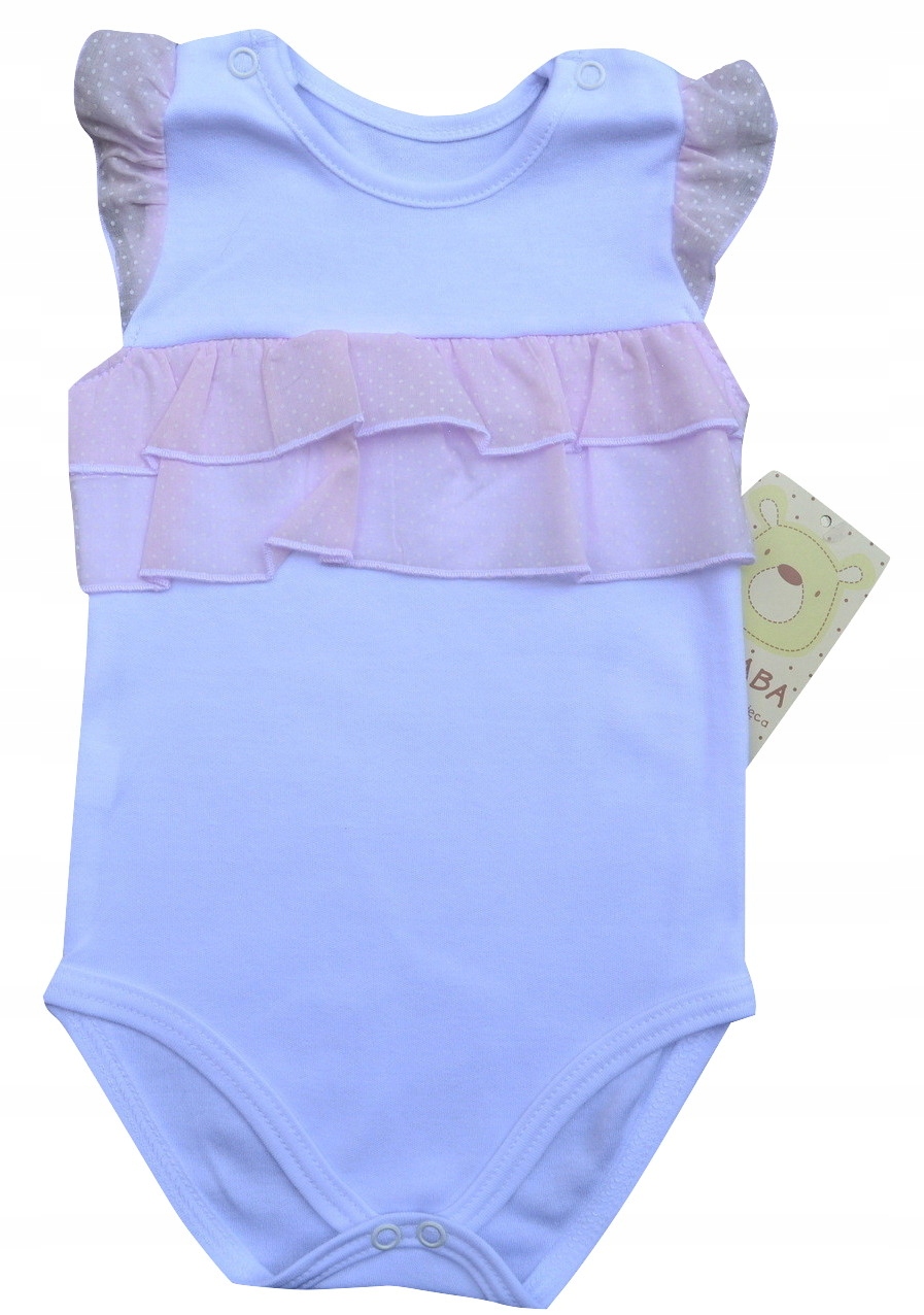 

Eleganckie body bawełniane falbanki chrzest r. 74