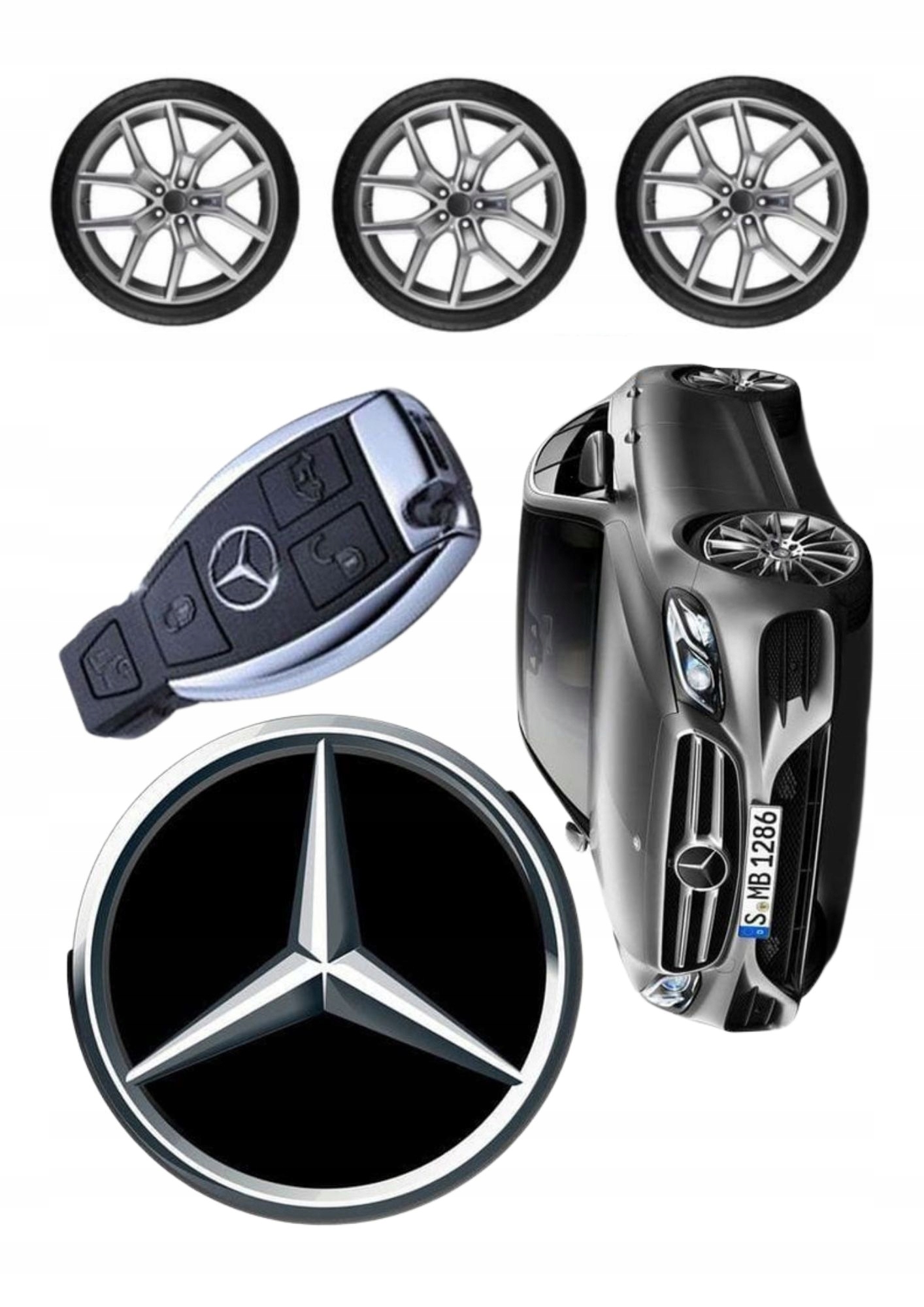 Wydruk na masie cukrowej Mercedes znaczek samochód kluczyk