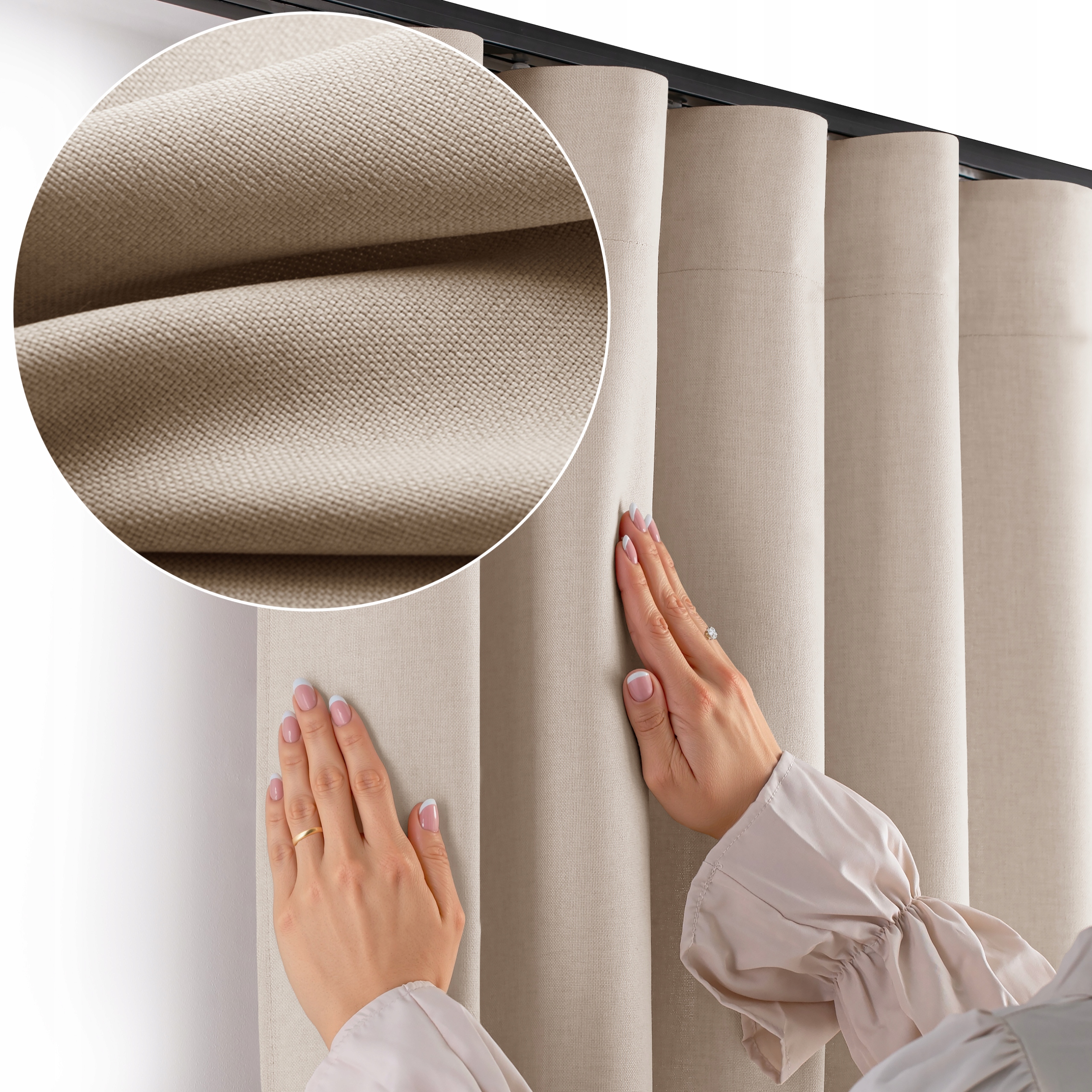 Filumi Záclony na pásce wave struktura len do kuchyně Béžová 140x270