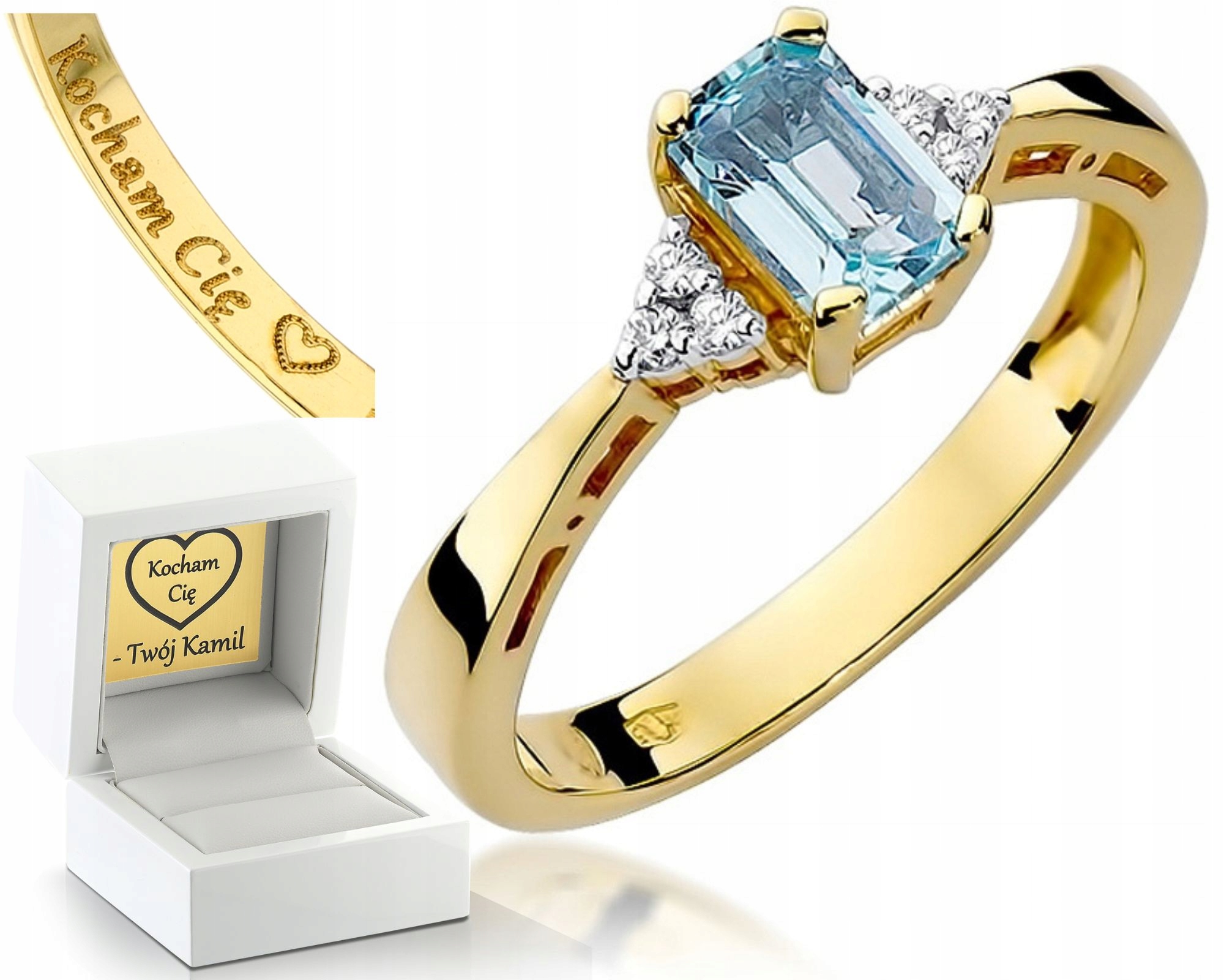 Prstýnek Topaz Brilianty 0,585 Gravírování Bonus