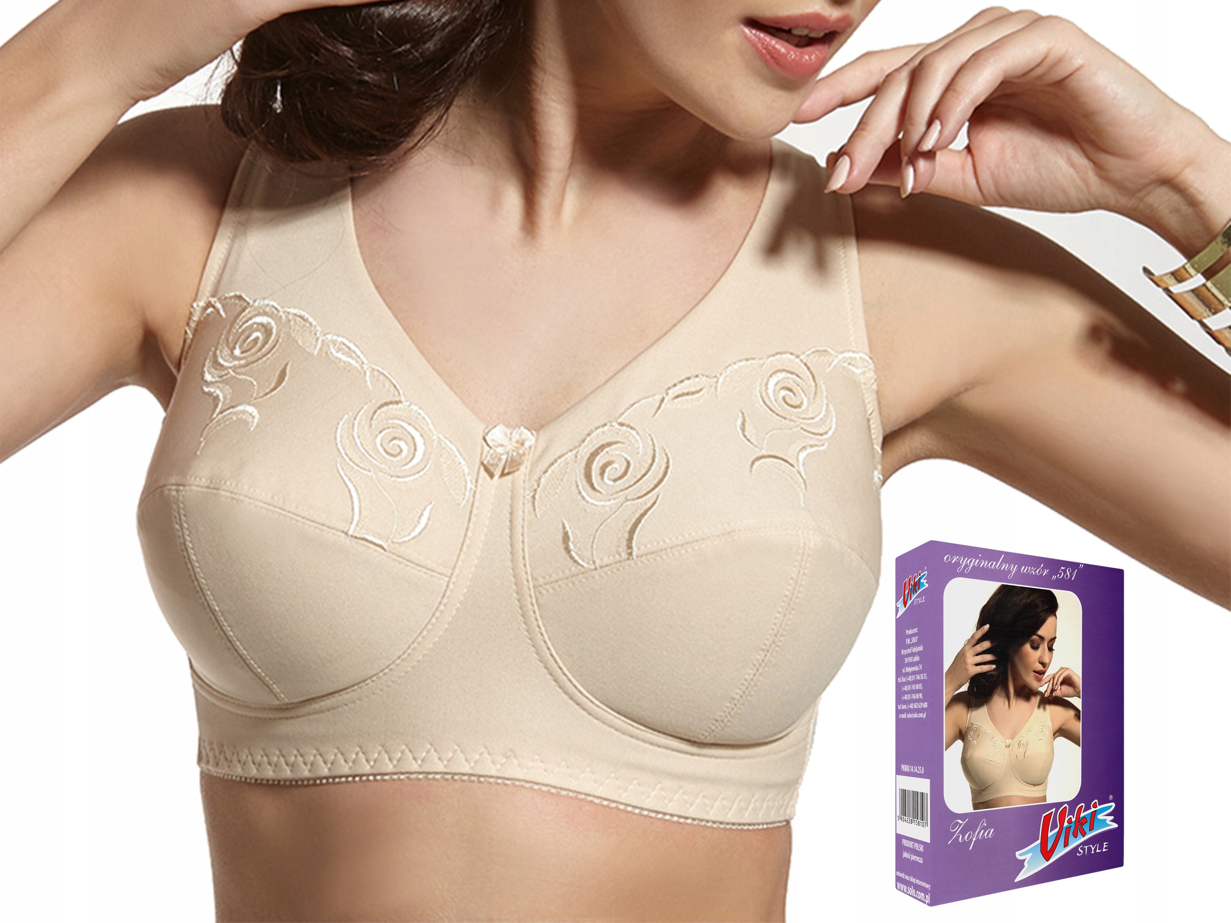 

viki 581 Zofia biustonosz Wygodny beżowy 90G