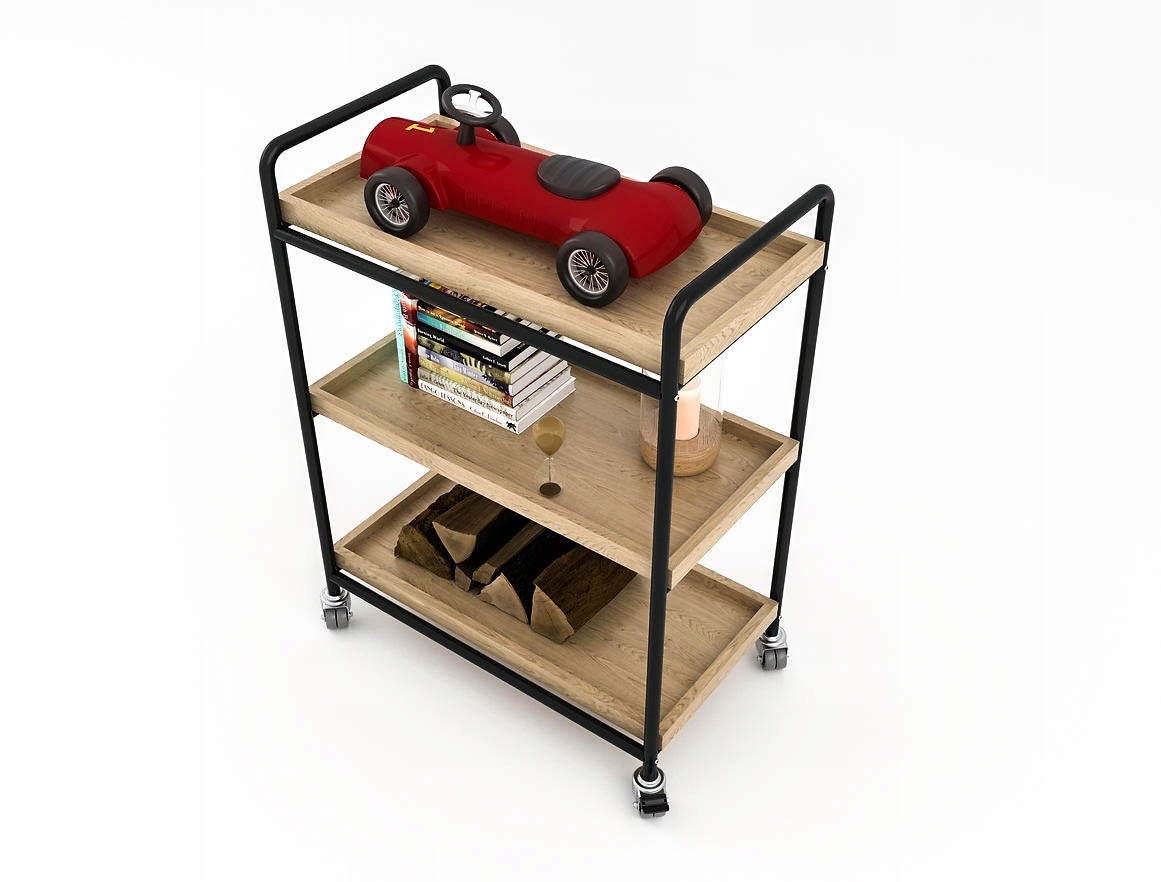 REGAŁ SKLEPOWY WYSTAWOWY Z RURKI NA KÓŁKACH LOFT INDUSTRIALNY DĄB 112CM EAN (GTIN) 5904061731802