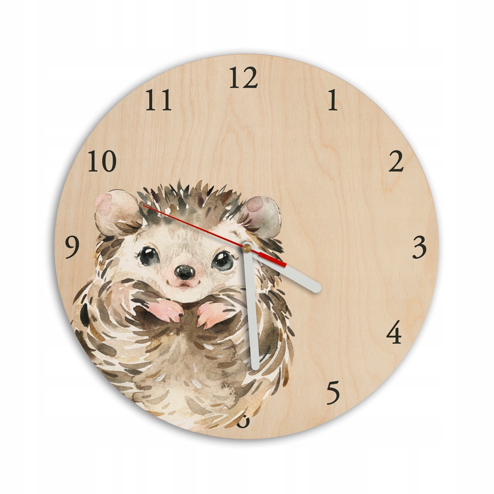 CICHY Zegar ścienny do pokoju dziecka jeż 1 cyfry