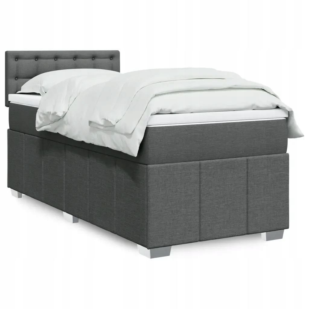 vidaXL Box spring postel s matrací tmavě šedá 90x200 cm textil
