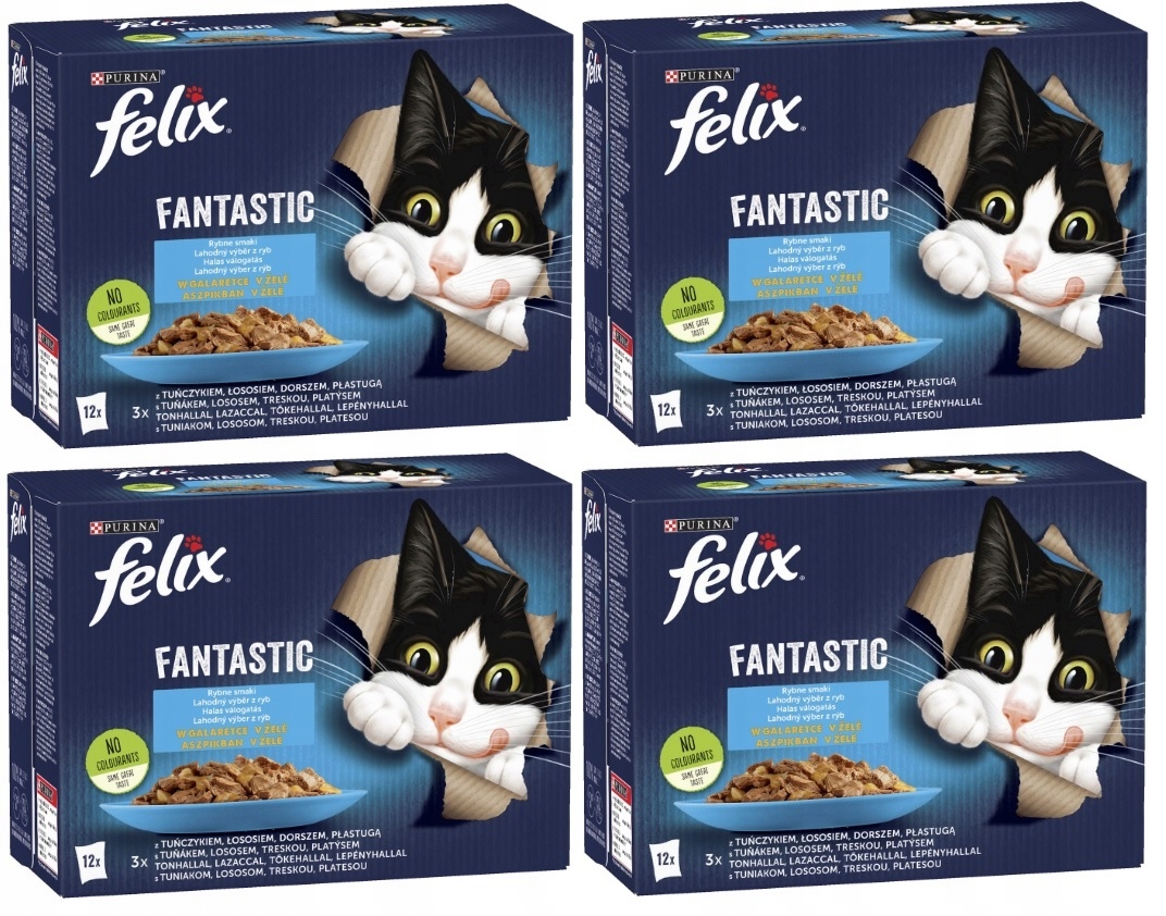Levně Felix Fantastic rybí příchutě mokré krmivo pro kočky ryba v želé 48x85 g