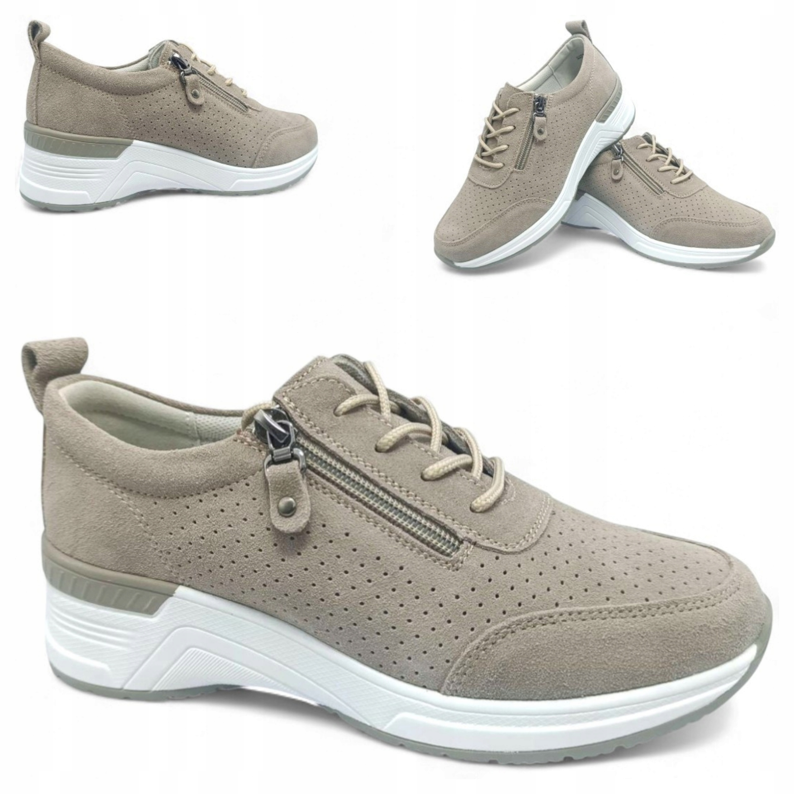 Polobotky Dámské Kožené 37 Prolamované Tenisky na podpatku módní Evento