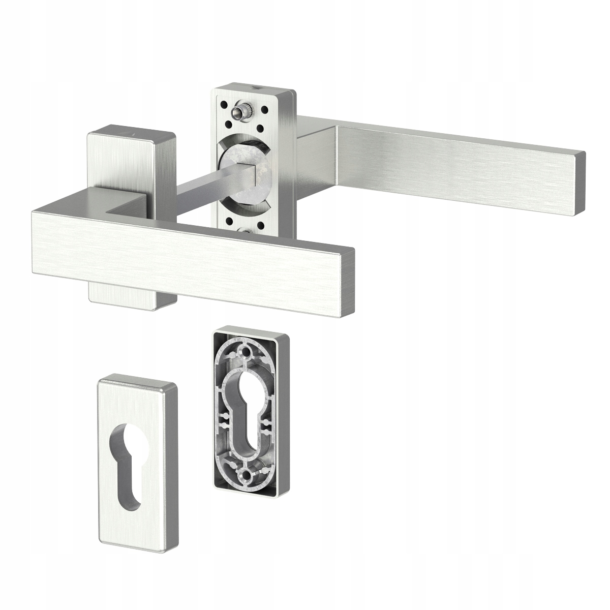 Klika na dveře Dublin s krátkým štítkem rozeta F1 kartáčovaná stopka 128 mm